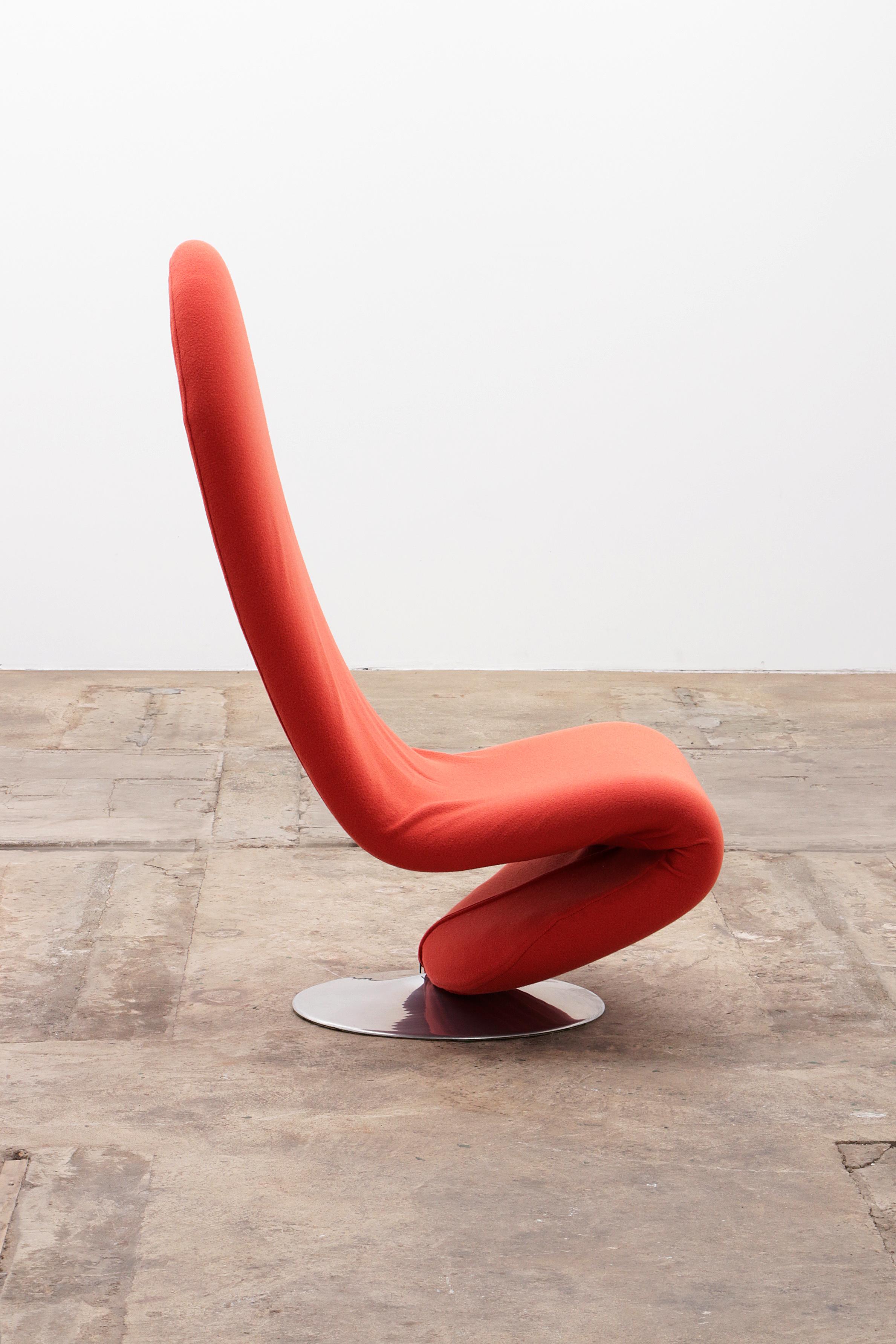 Fin du 20e siècle Chaise Verner Panton 1-2-3 à dossier haut rouge/orange, 1973 en vente