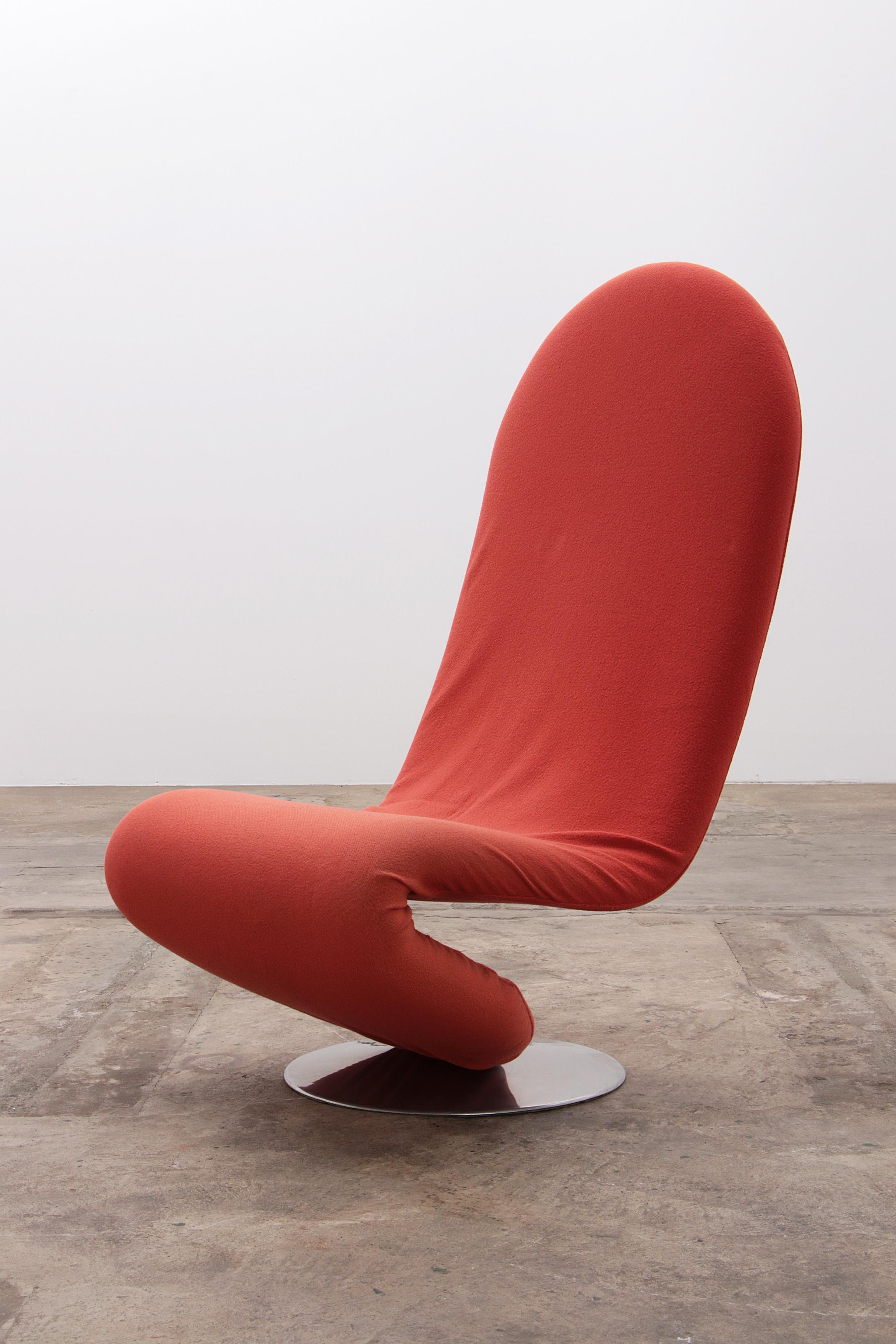 Fabric Verner Panton 1-2-3 Chair with High Backrest - Red/Orange, 1973 For Sale