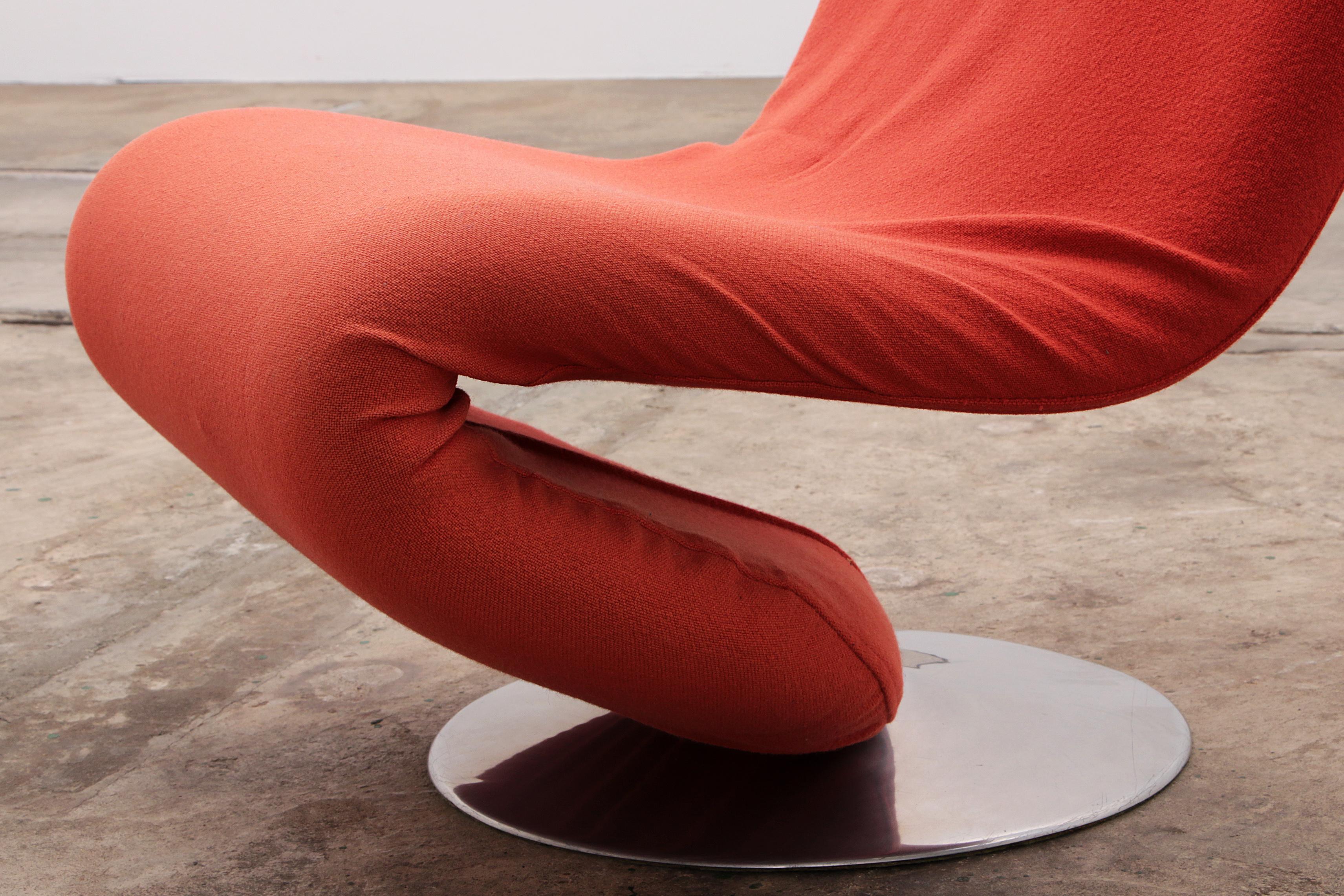 Verner Panton 1-2-3 Chair with High Backrest - Red/Orange, 1973 For Sale 2