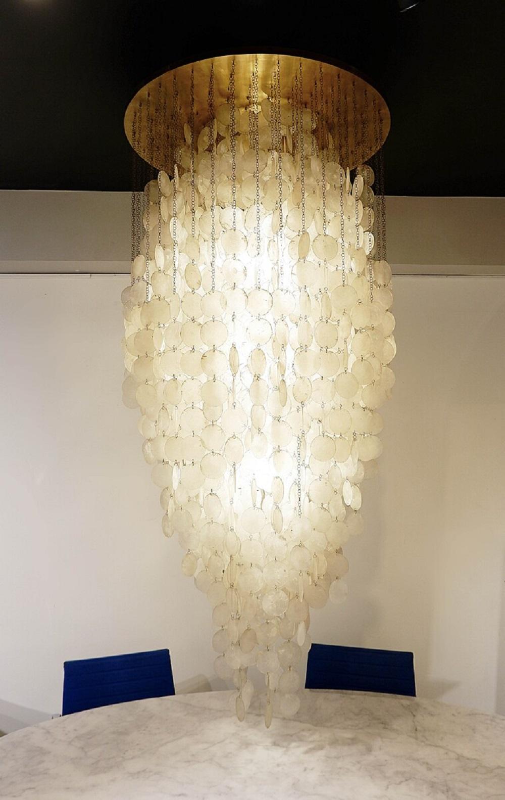 Verner Panton 8dm Chandelier White Shells 1960s 2