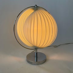 Verner Panton Attributed Chrome and White Moon Table Lamp, Denmark, Circa 1960s