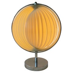 Verner Panton Attributed Chrome and White Moon Table Lamp, Denmark, Circa 1960s
