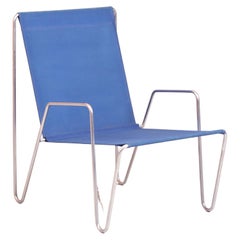 Verner Panton Bachelor Chair in Blue Sailcloth, Frtiz Hansen, 1955