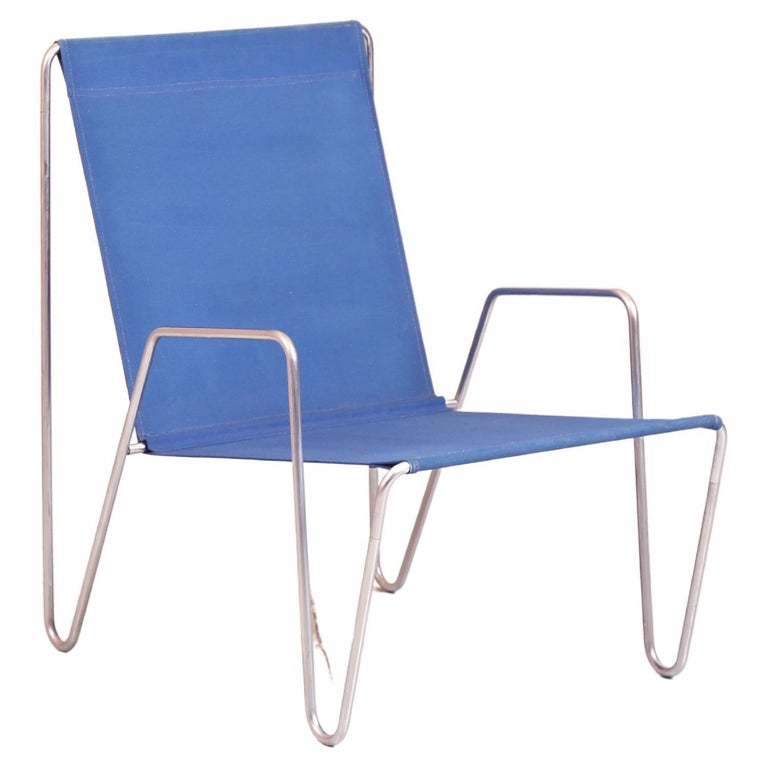 Verner Panton Bachelor Chair in Blue Sailcloth, Frtiz Hansen, 1955 