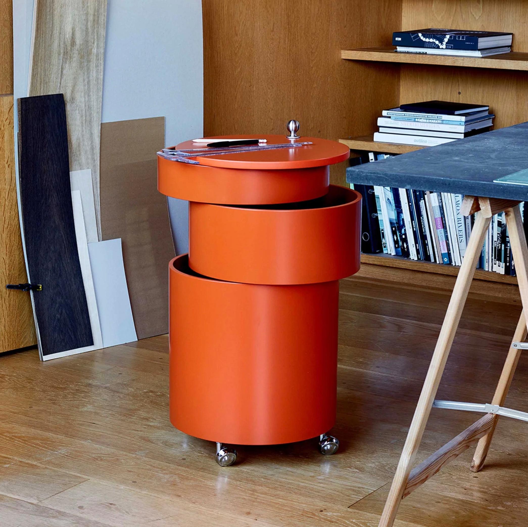 Verner Panton 'Barboy' Bar Cabinet for Verpan. Designed in 1963, current production.

Adaptable side table and mobile storage unit in one. Barboy consists of three round-shaped drawers, which can be pulled out fully so the whole surface can be used.
