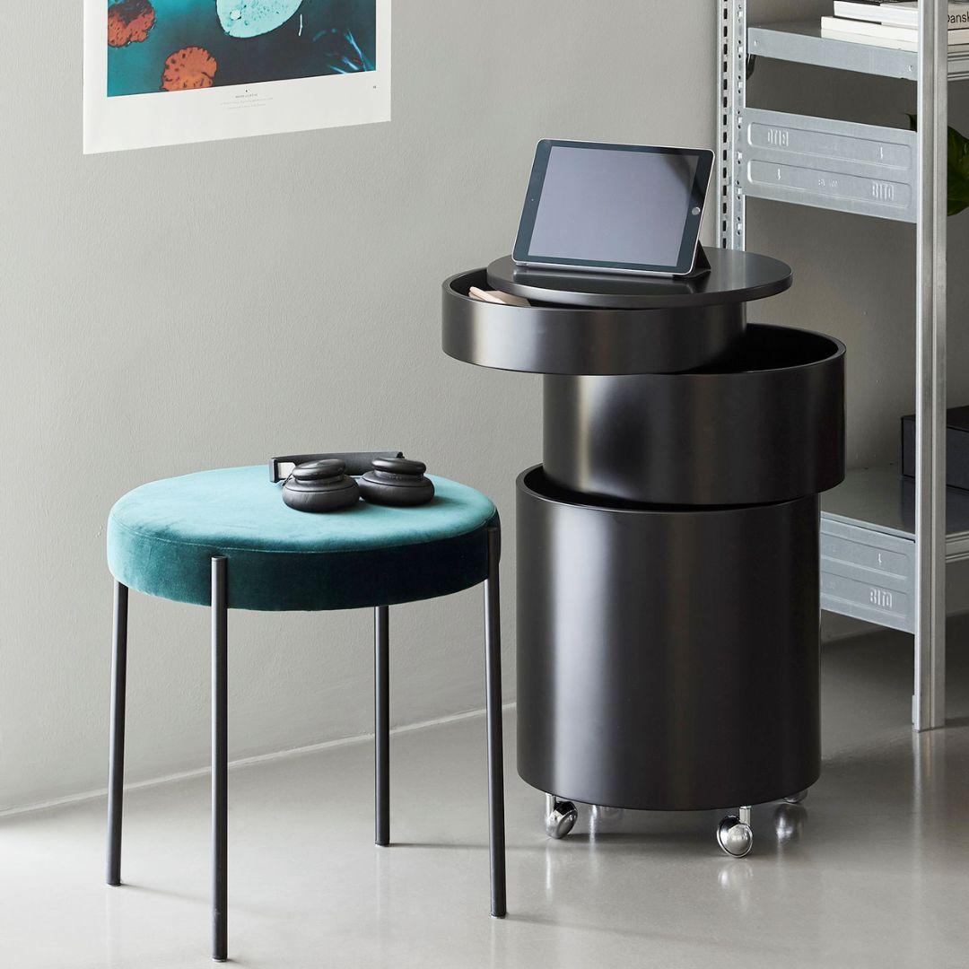 Verner Panton 'Barboy' side table and storage cabinet in black for Verpan.

Verner Panton was one of Denmark's most legendary modern furniture and interior designers. His innovative experimentation with new materials, bold shapes and vibrant