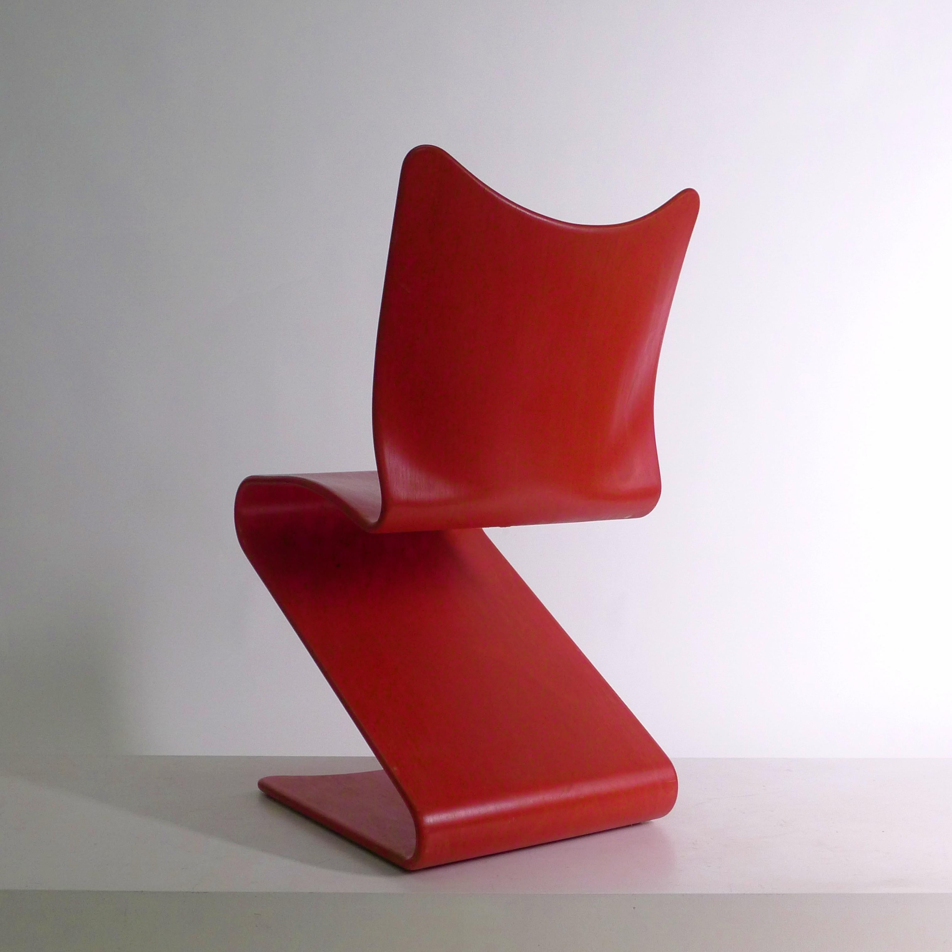 Milieu du XXe siècle Verner Panton, Beech Plywood S Chair, model 275, original 1960s en vente