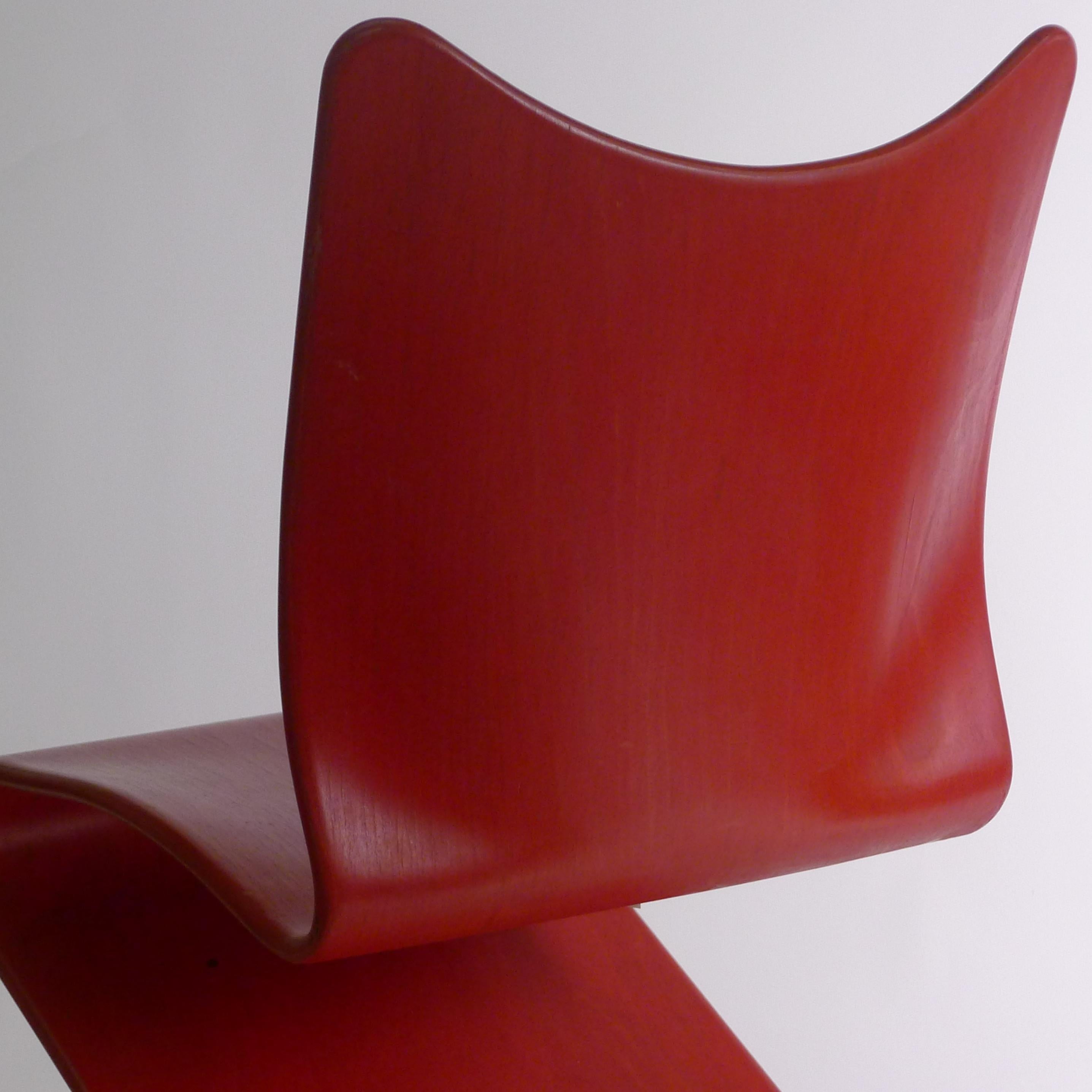 Hêtre Verner Panton, Beech Plywood S Chair, model 275, original 1960s en vente