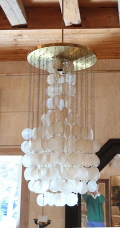 Verner Panton Brass and Mother of Pearl Midcentury Danish Ceiling Lamp, 1960