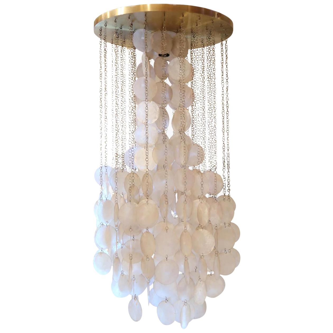 Verner Panton Brass and Mother of Pearl Midcentury Danish Ceiling Lamp, 1960 For Sale