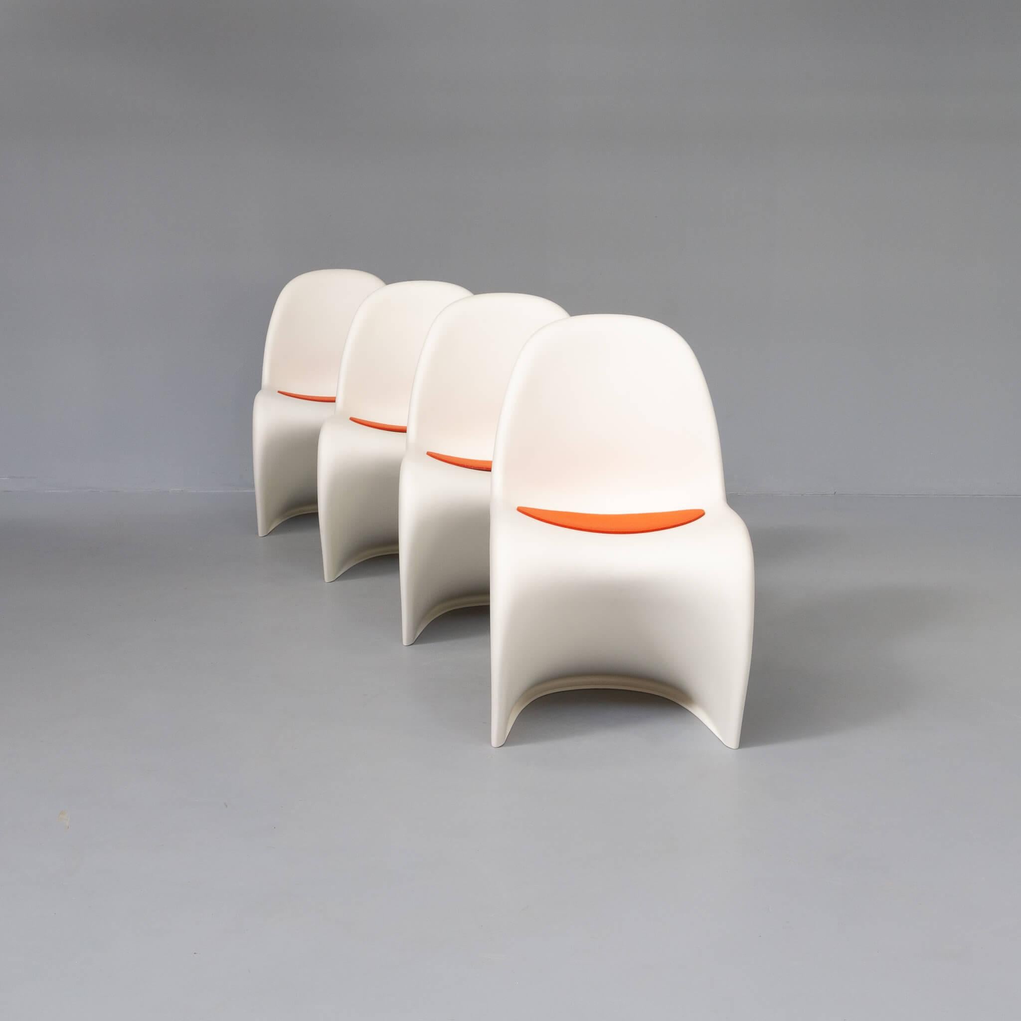 Mid-Century Modern Verner Panton Chairs ‘Panton’ for Vitra Set/4 For Sale