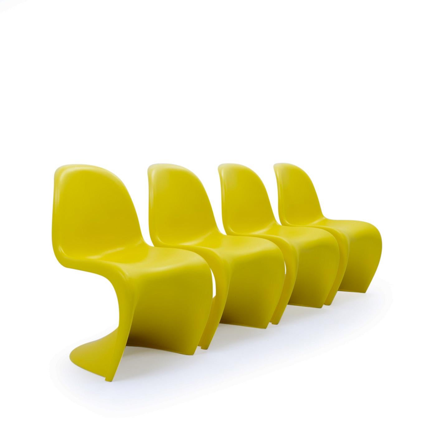 Mid-Century Modern Verner Panton Chairs, Yellow by Vitra, 2000s