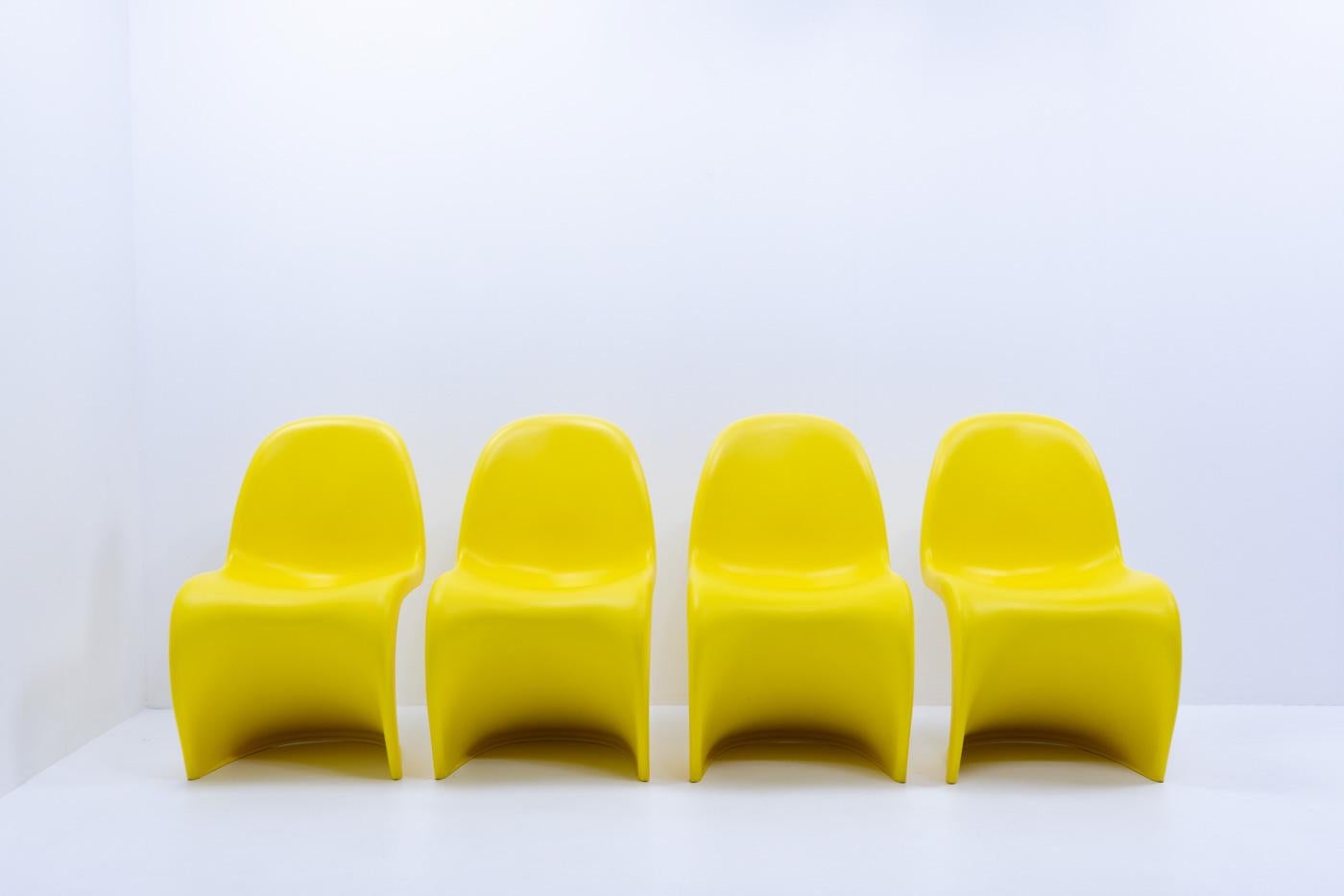 German Verner Panton Chairs, Yellow by Vitra, 2000s
