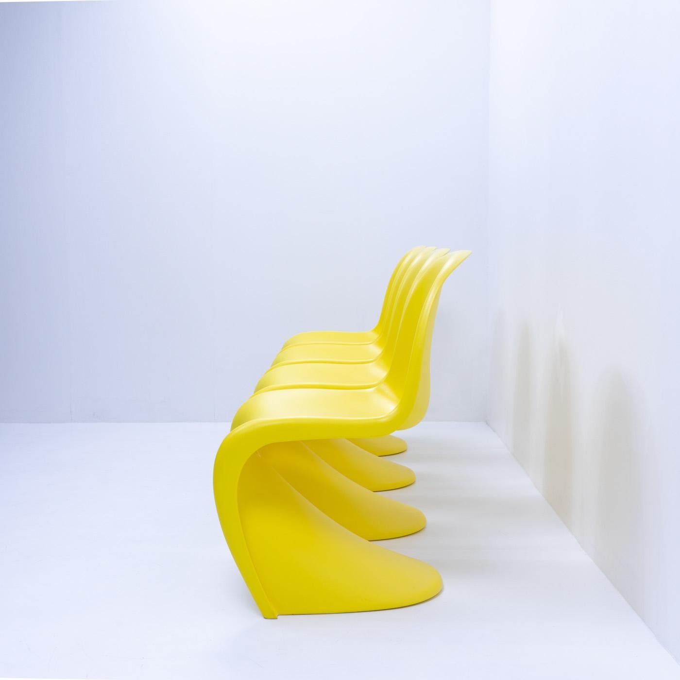 Plastic Verner Panton Chairs, Yellow by Vitra, 2000s