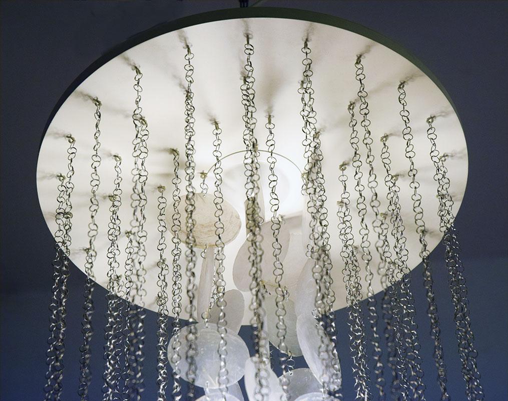 Verner Panton Chandelier in Mother of Pearl In Excellent Condition In Parma, IT