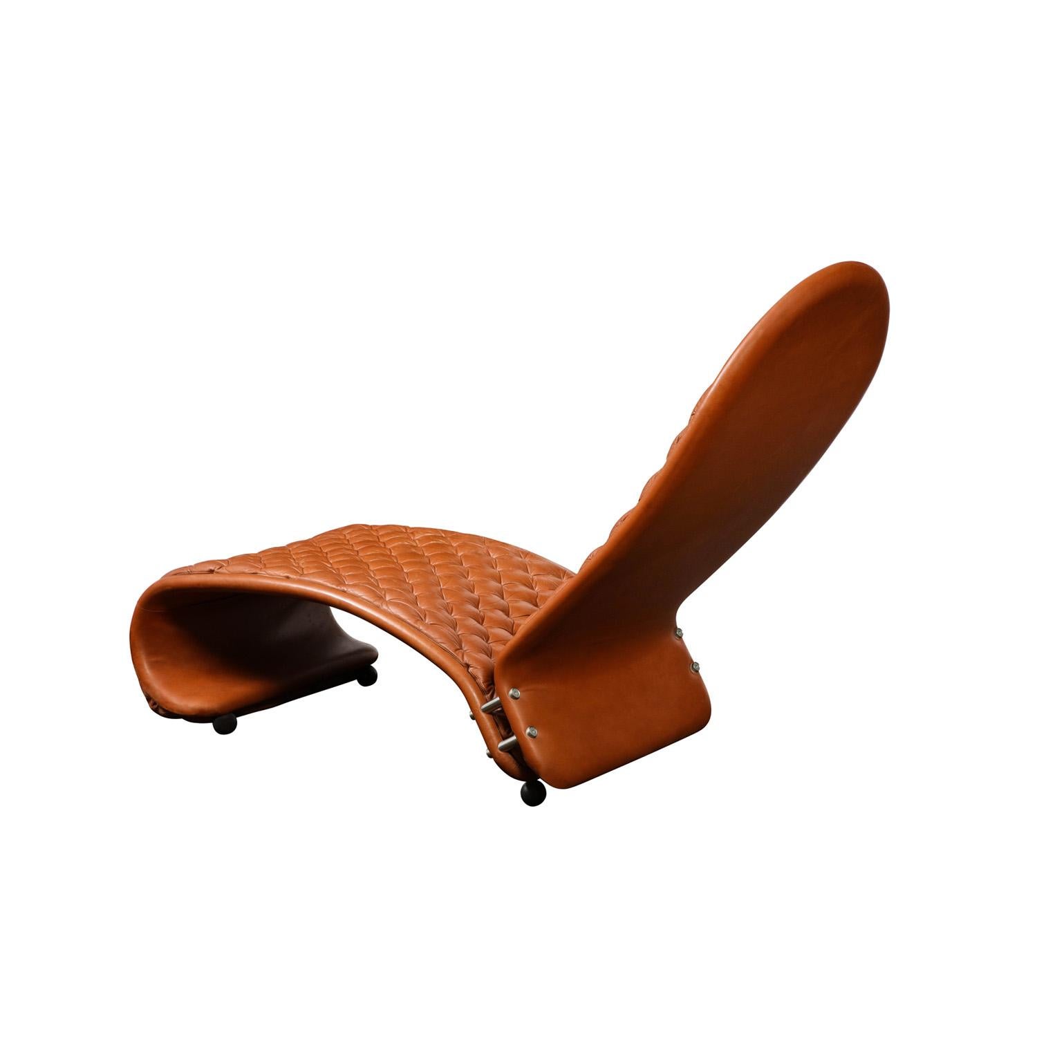 Fait main Chaise en cuir camel touffeté Verner Panton Chic, 1970 en vente