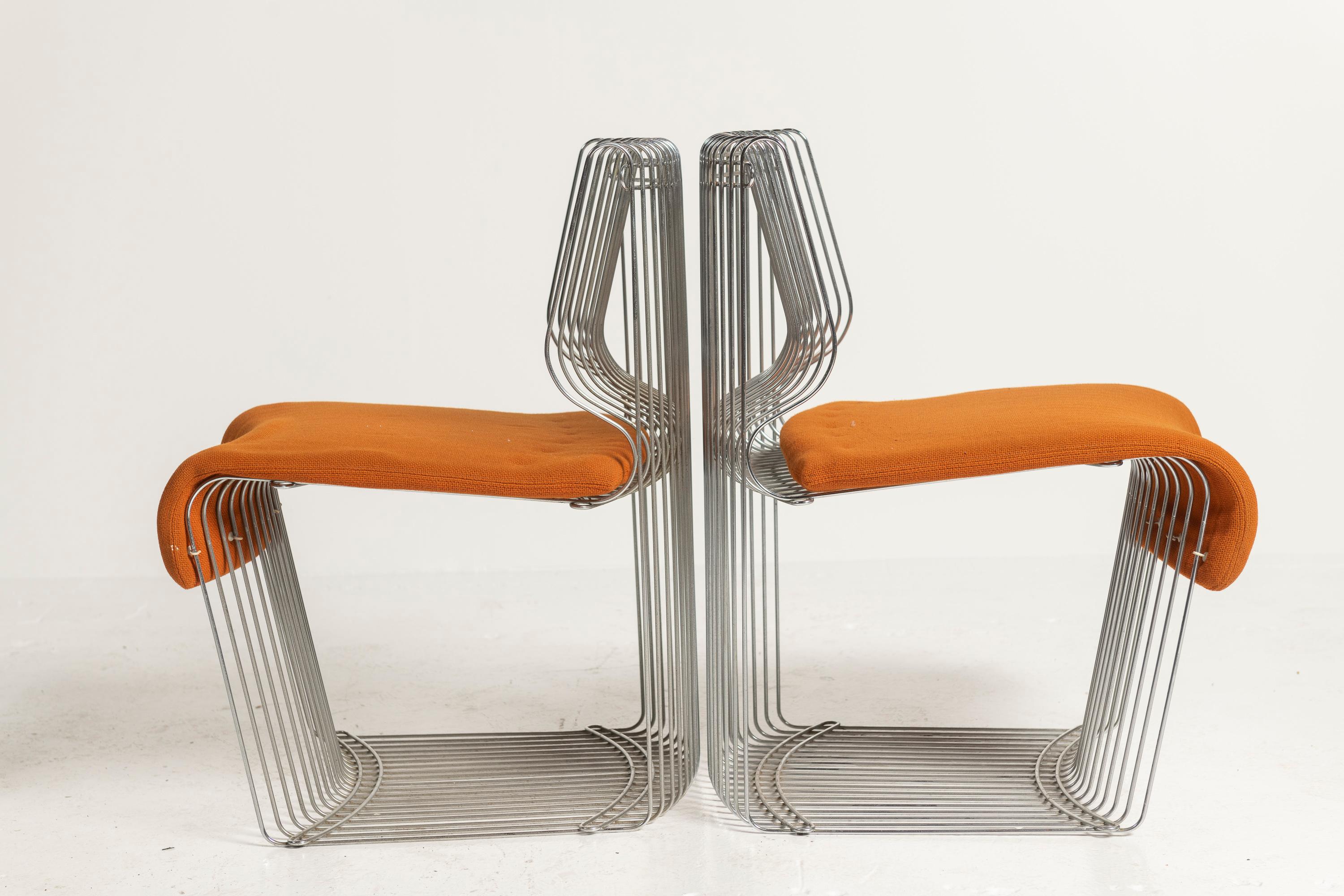 Verner Panton Table de salle à manger Panatova en chrome et verre avec quatre chaises de salle à manger en vente 5