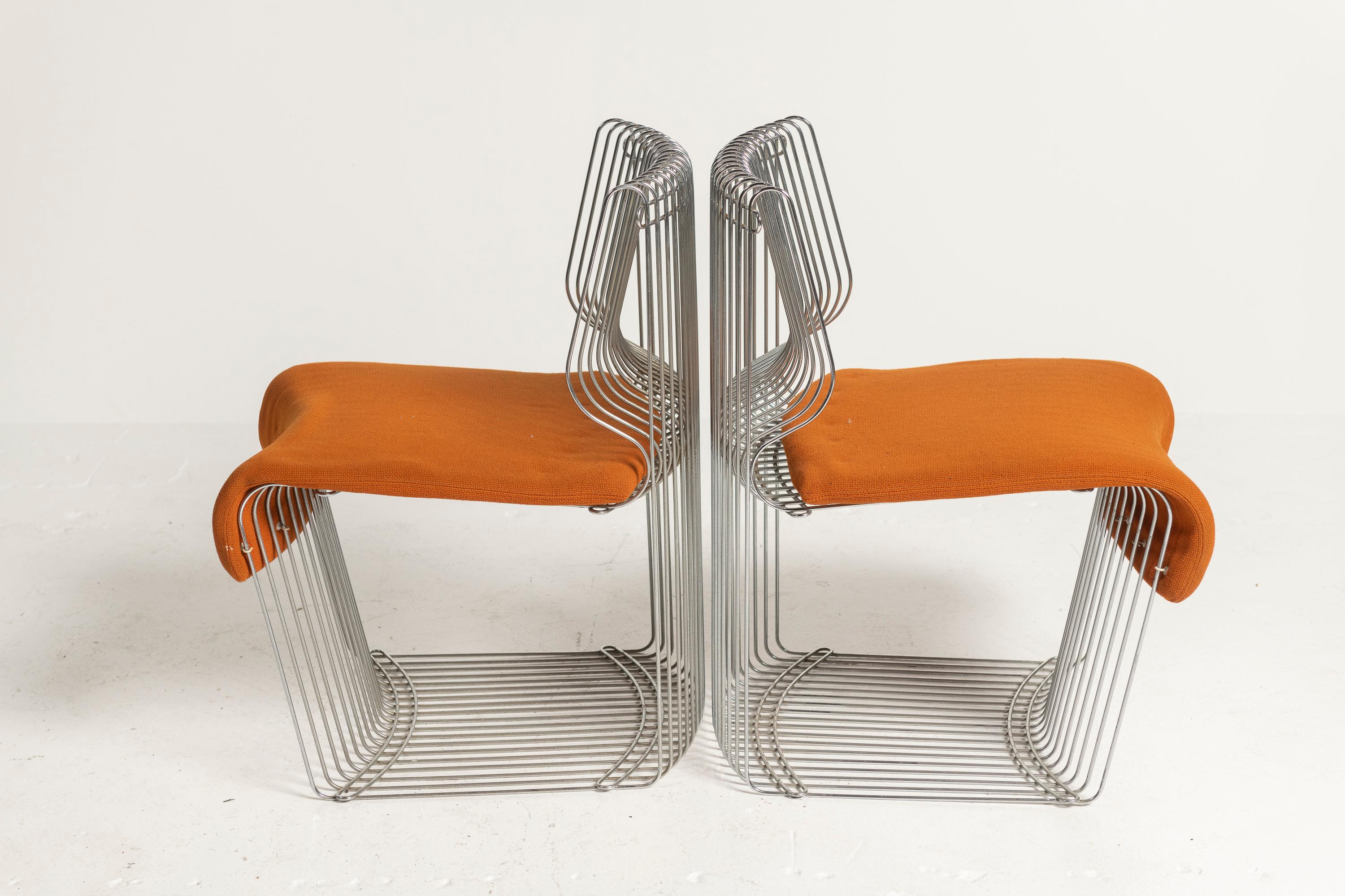 Verner Panton Table de salle à manger Panatova en chrome et verre avec quatre chaises de salle à manger en vente 6