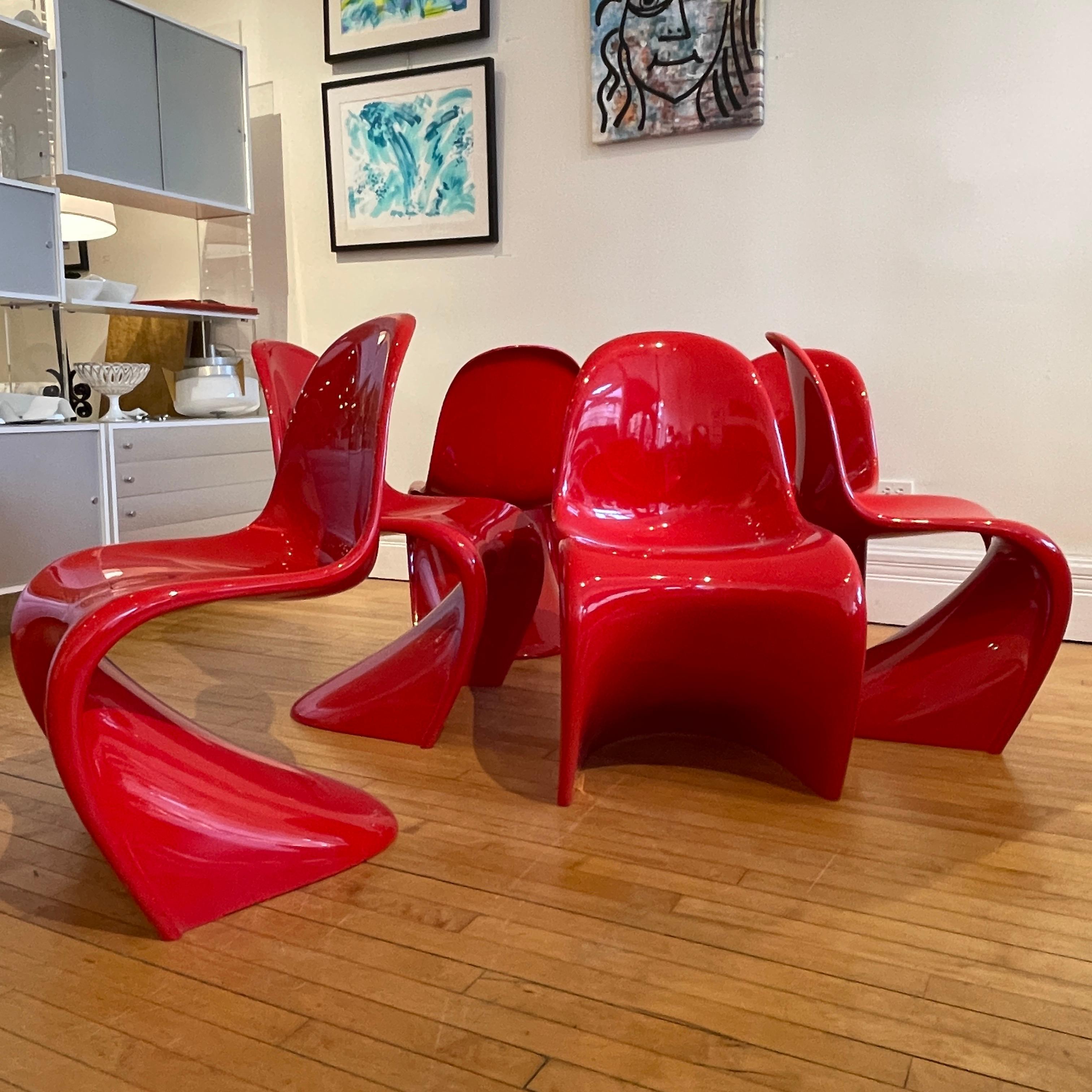 Verner Panton Classic Chairs in Red 2  Available 2