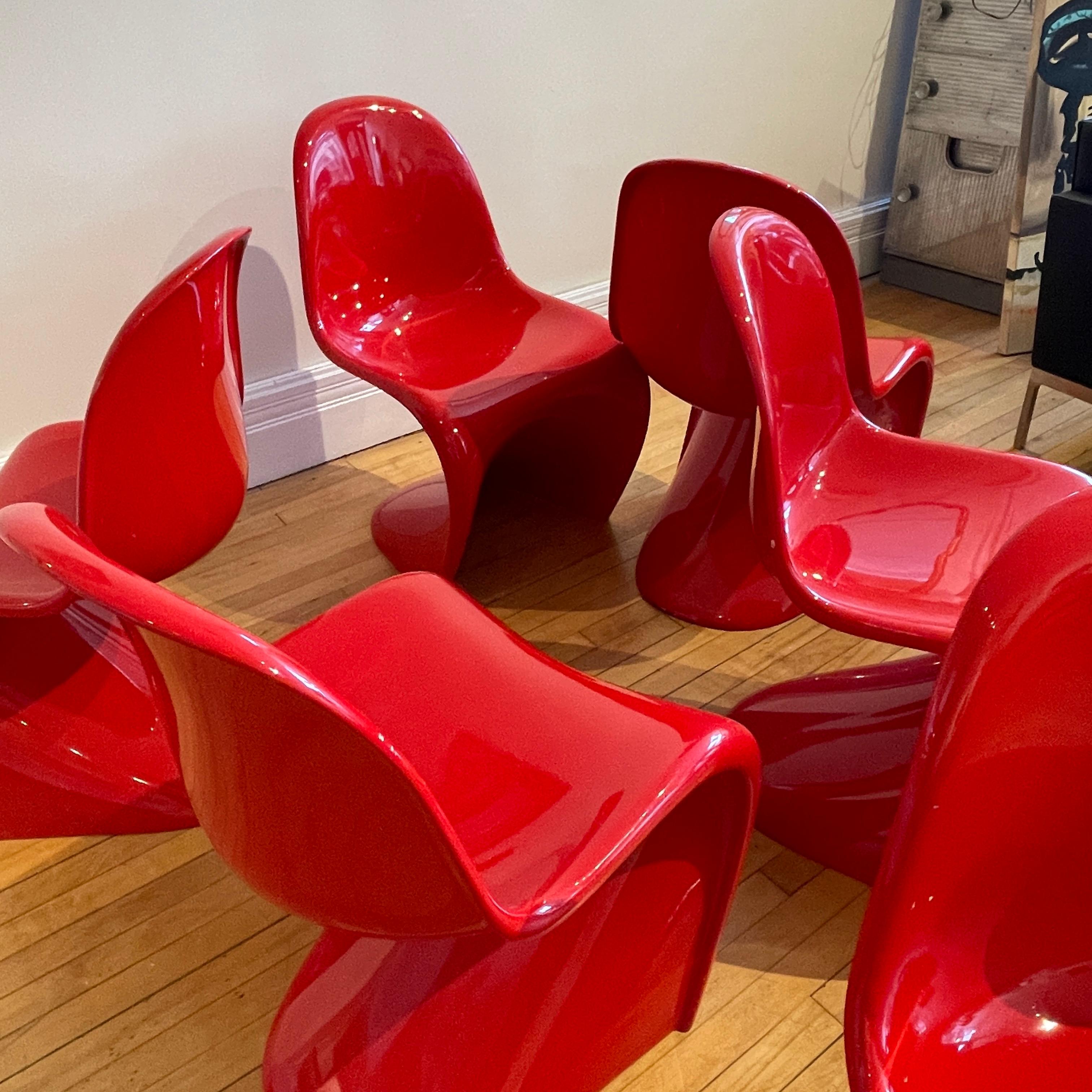 Verner Panton Classic Chairs in Red 2  Available 3