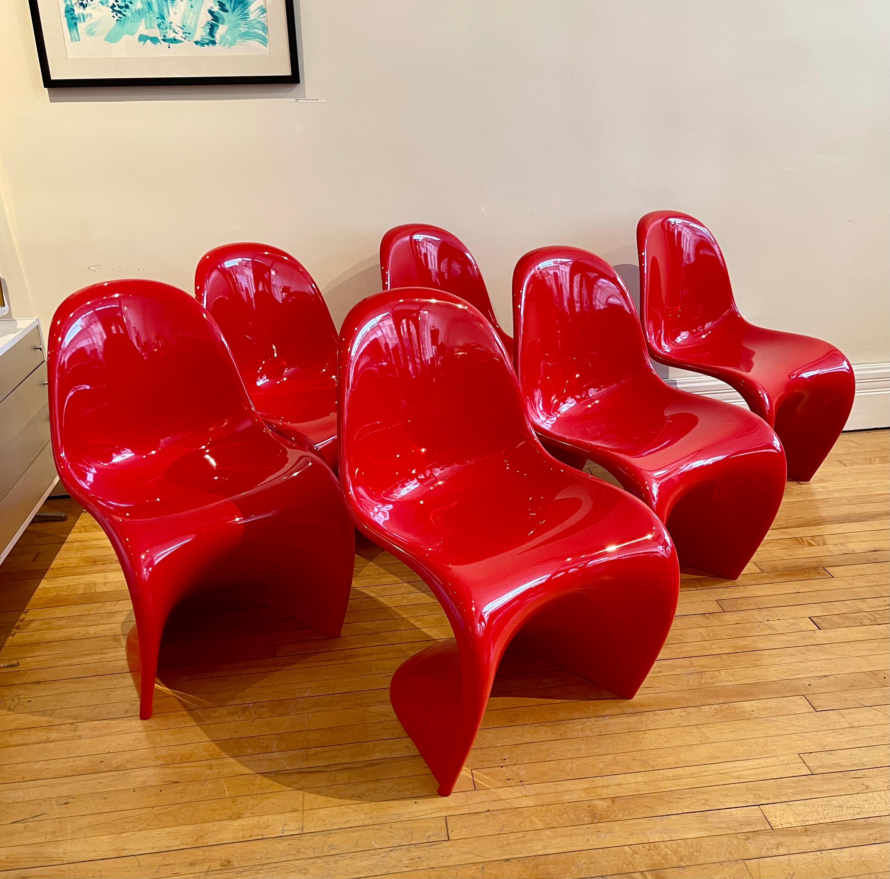 Verner Panton Classic Chairs in Red 2  Available 4