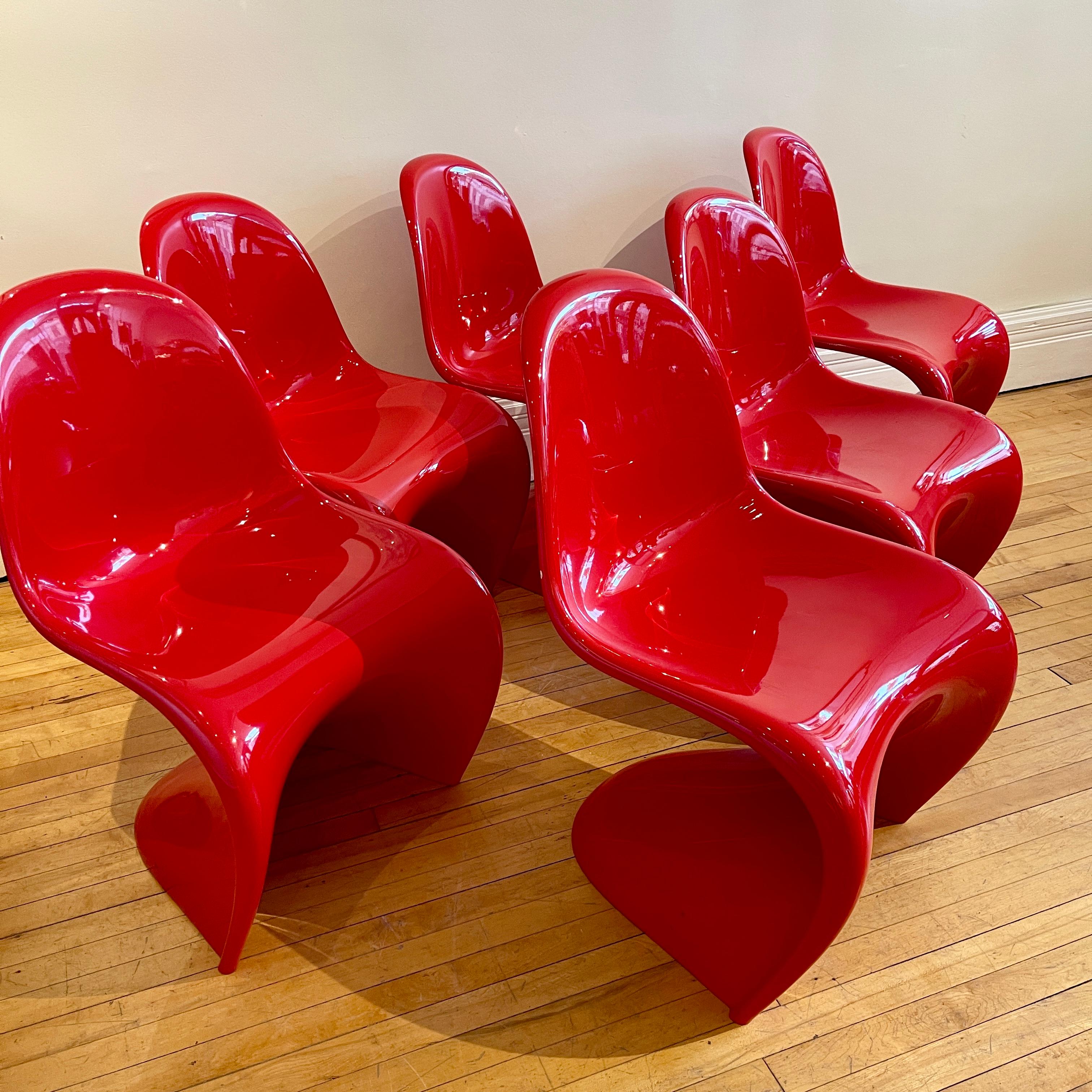 Verner Panton Classic Chairs in Red 2  Available 5