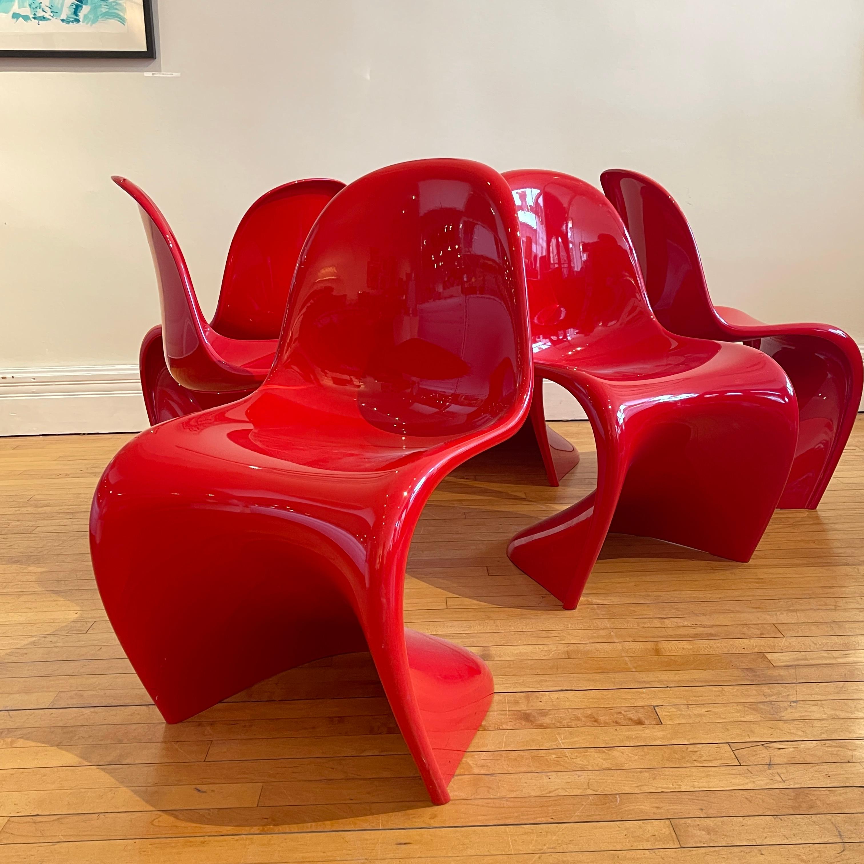 Verner Panton Classic Chairs in Red 2  Available 1