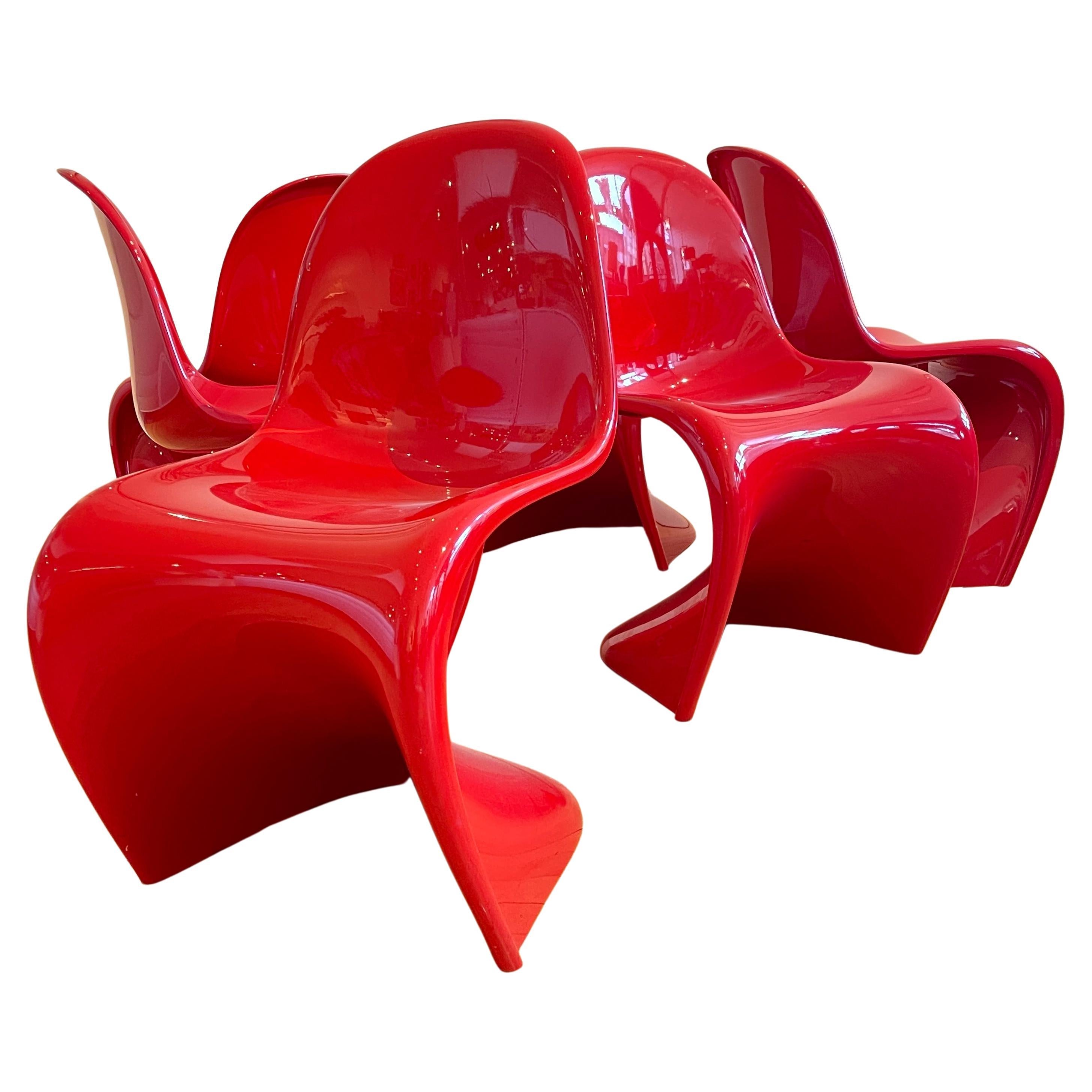 Verner Panton Classic Chairs in Red 2  Available