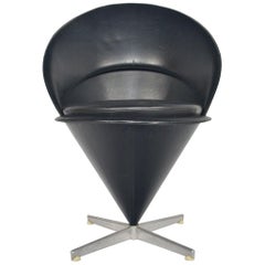 Verner Panton Cone Chair in Black #2, Space Age Danish Modern Midcentury