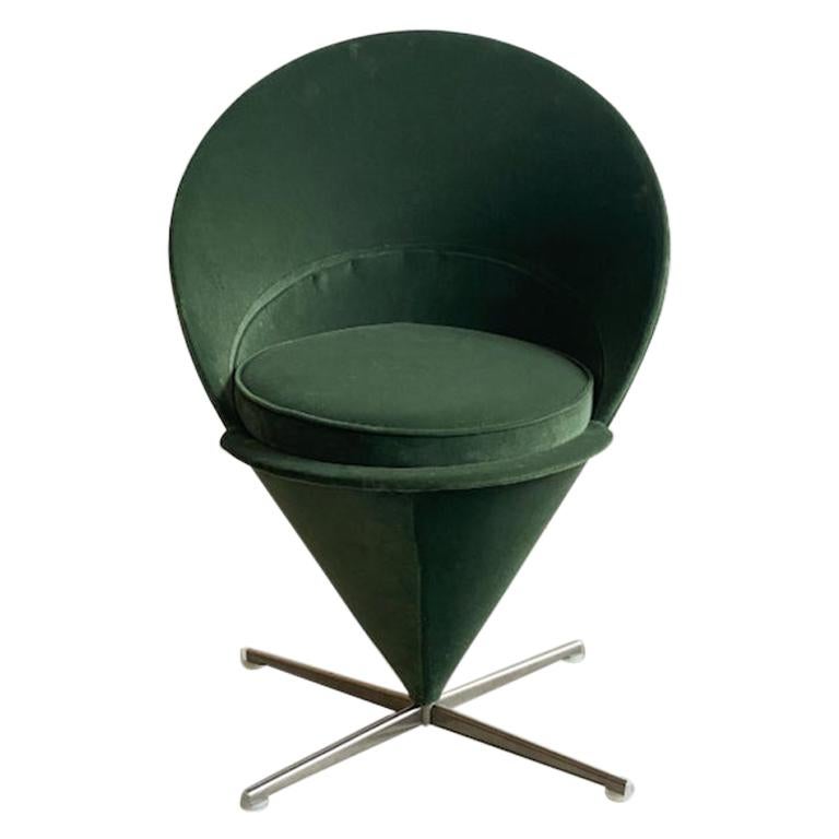Verner Panton "Cone" Chair in Green Velvet