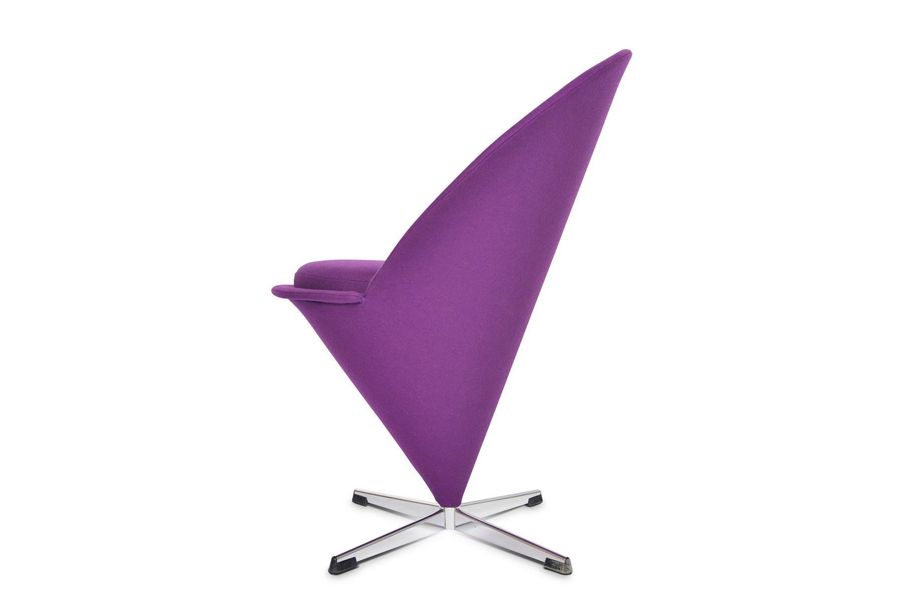 20th Century Verner Panton Cone Chair in Purple Wool