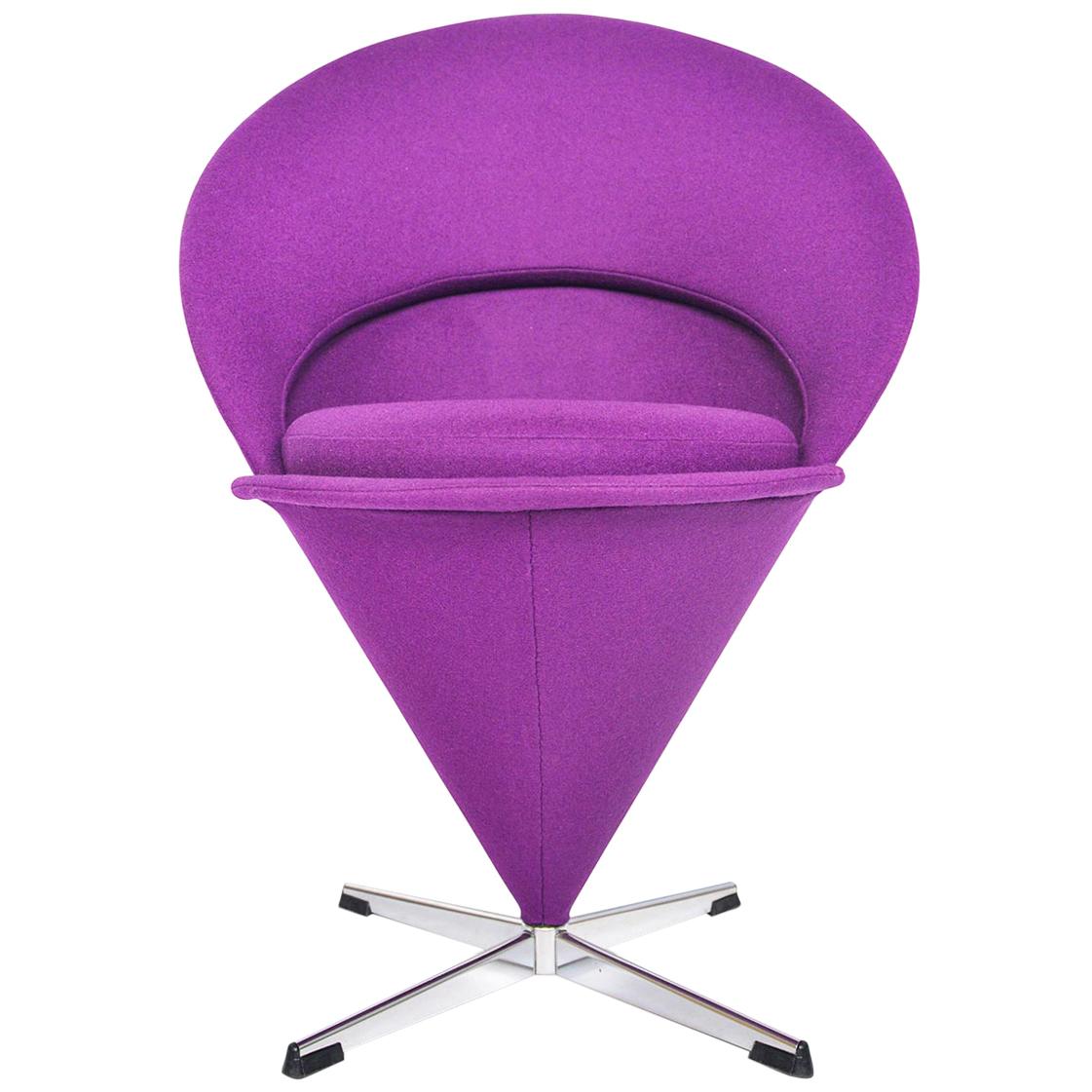 Verner Panton Cone Chair in Purple Wool
