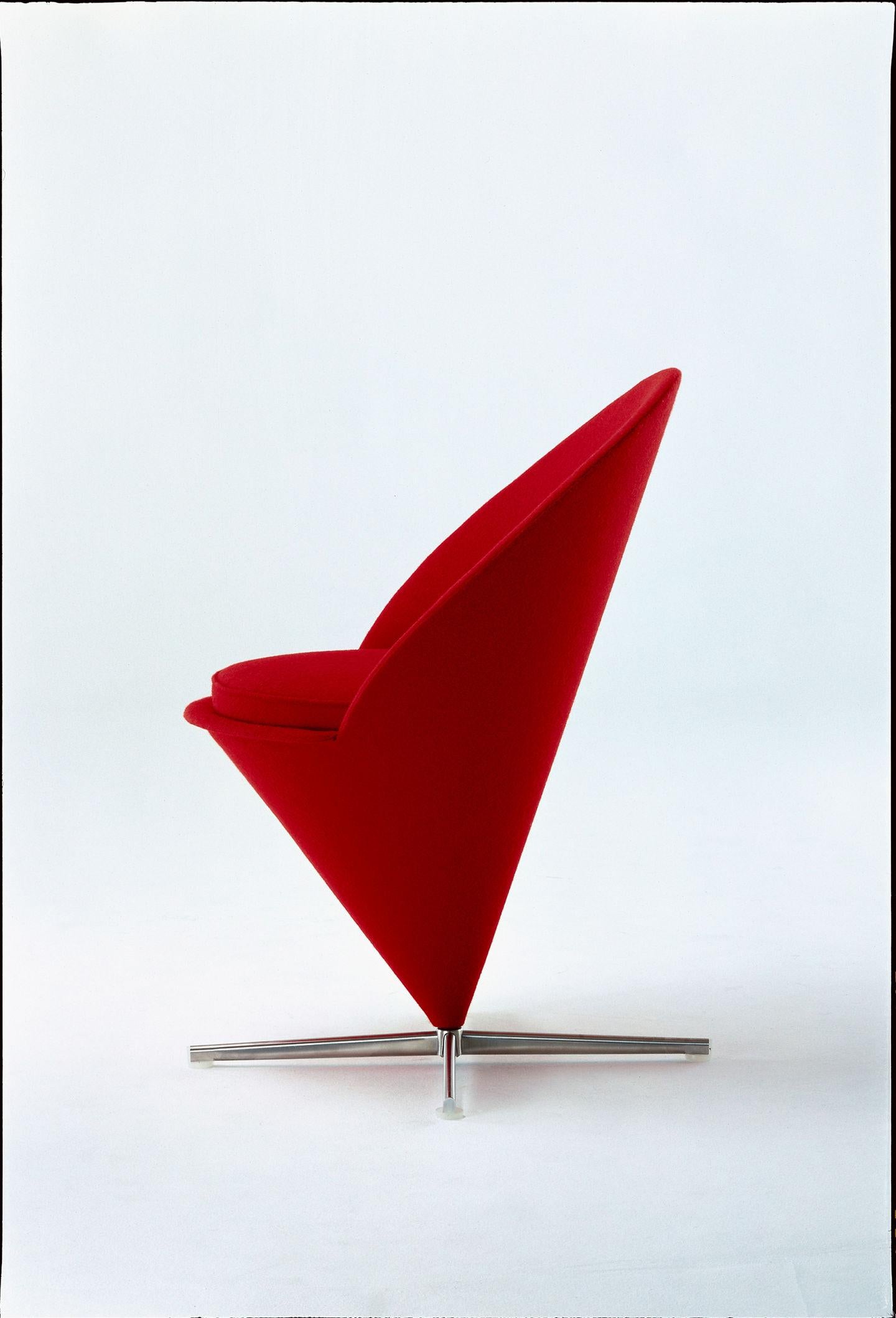 Swiss Verner Panton Cone Chair in Steel and Fabric by Vitra