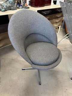 Verner Panton Cone Chairs Re-upholstered in Gray Wool Flannel