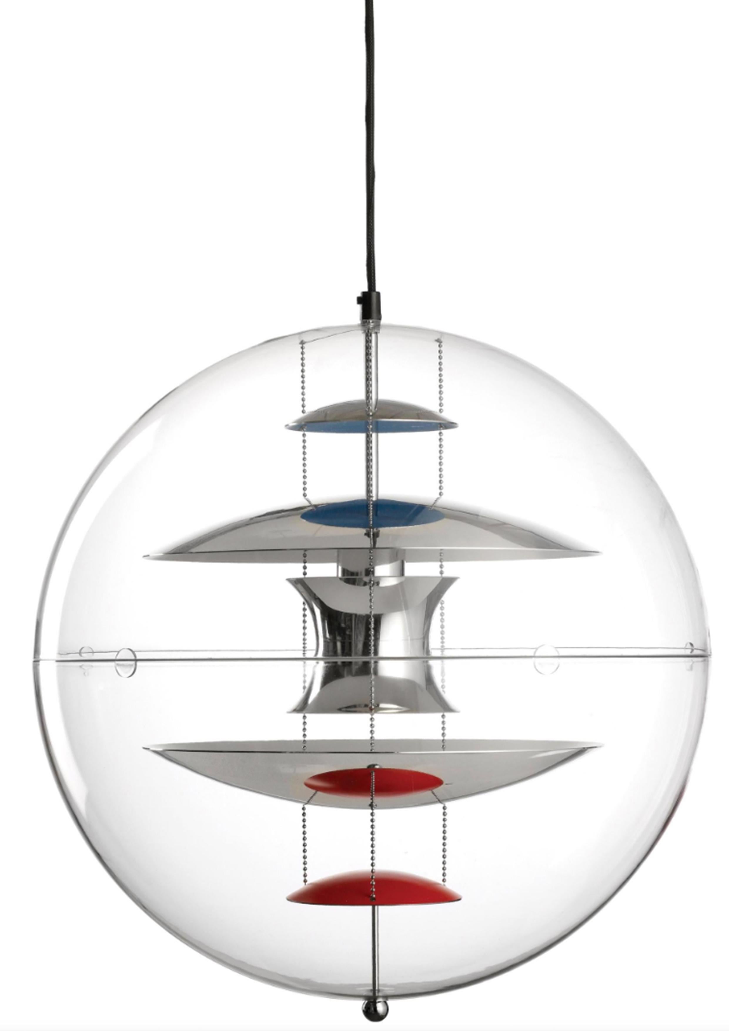 Verner Panton CS607 Lucite Ceiling Pendant Light by Frandsen Lighting A/S of Denmark 

Labelled to the interior and stamped 

Pendant made of transparent acrylic. 
Five reflectors inside. Suspended by three steel chains. Includes ceiling