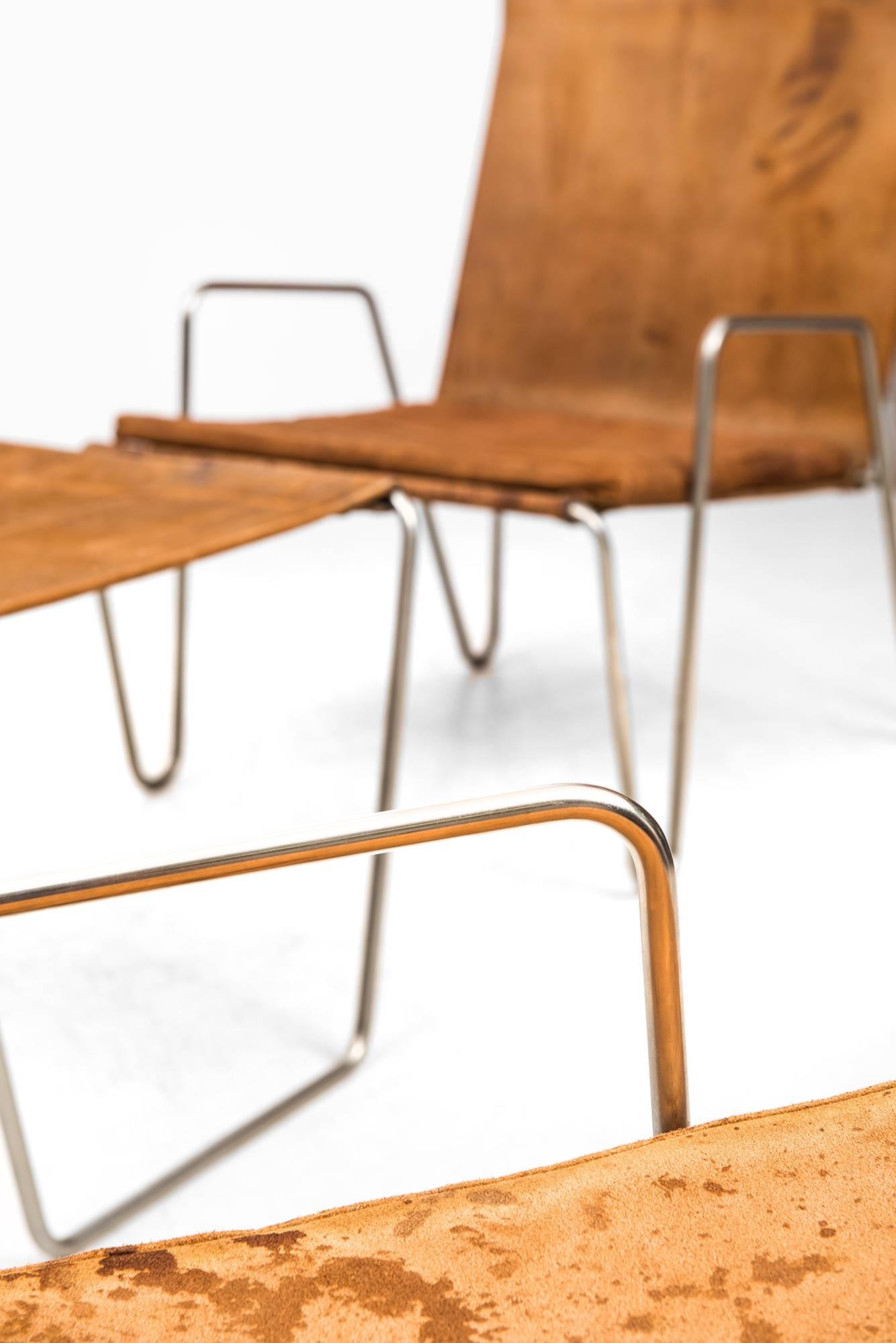 Easy Chairs mit Hocker Modell Bachelor von Fritz Hansen in Dänemark, Panton (Mitte des 20. Jahrhunderts) im Angebot