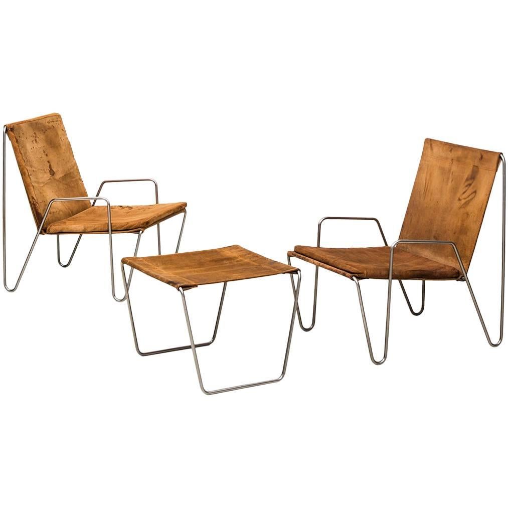 Easy Chairs mit Hocker Modell Bachelor von Fritz Hansen in Dänemark, Panton im Angebot