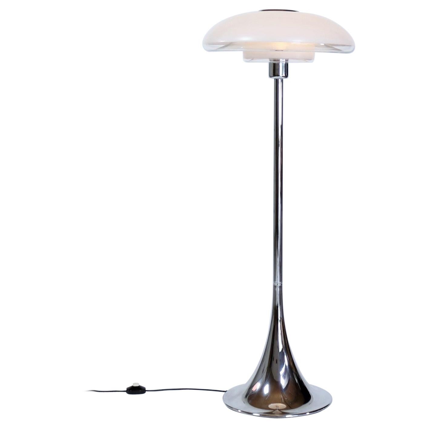 Verner Panton Floor Lamp "VP-Europa" in Glass and Chrome Made at Louis Poulsen