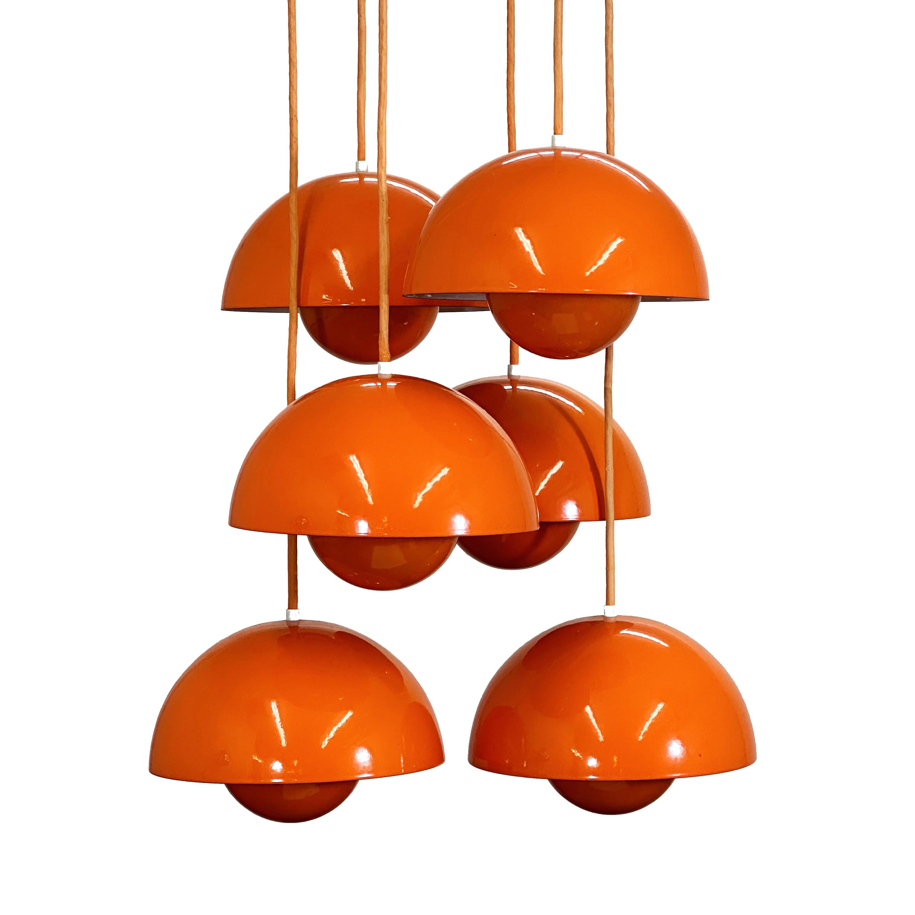 Mid-Century moderno Verner Panton Flowerpot 1st Edition - Lampada a sospensione a 6 luci per Louis Poulsen in vendita