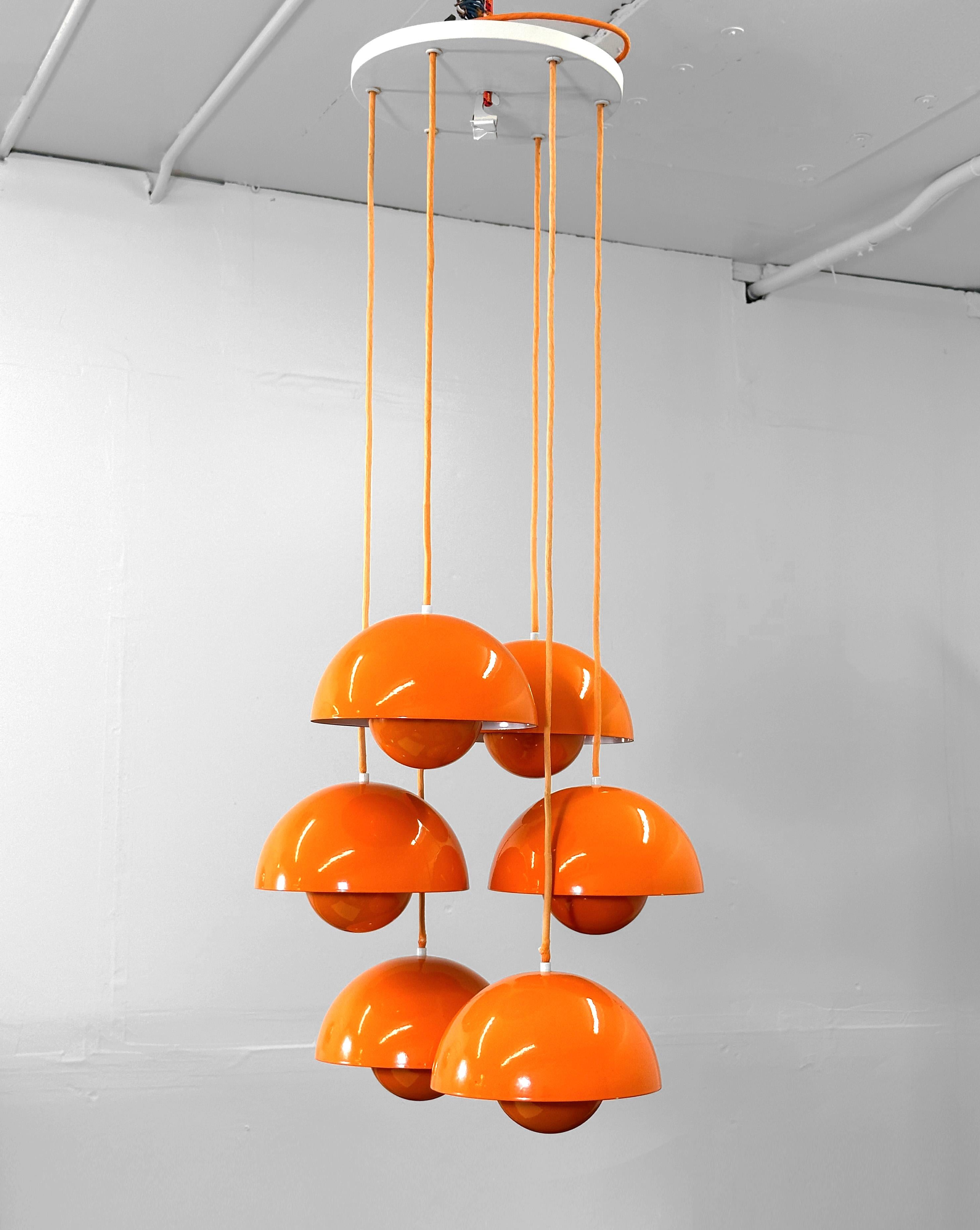 Danese Verner Panton Flowerpot 1st Edition - Lampada a sospensione a 6 luci per Louis Poulsen in vendita