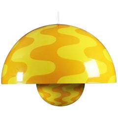 Verner Panton Flowerpot Pendant Chandelier Yellow Space Age Scandinavian Modern