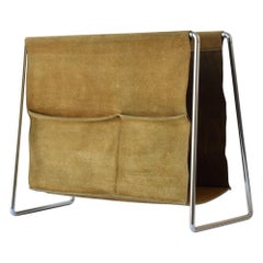 Used Verner Panton for Fritz Hansen "Bachelor" Magazine Rack in Leather & Steel, 1960