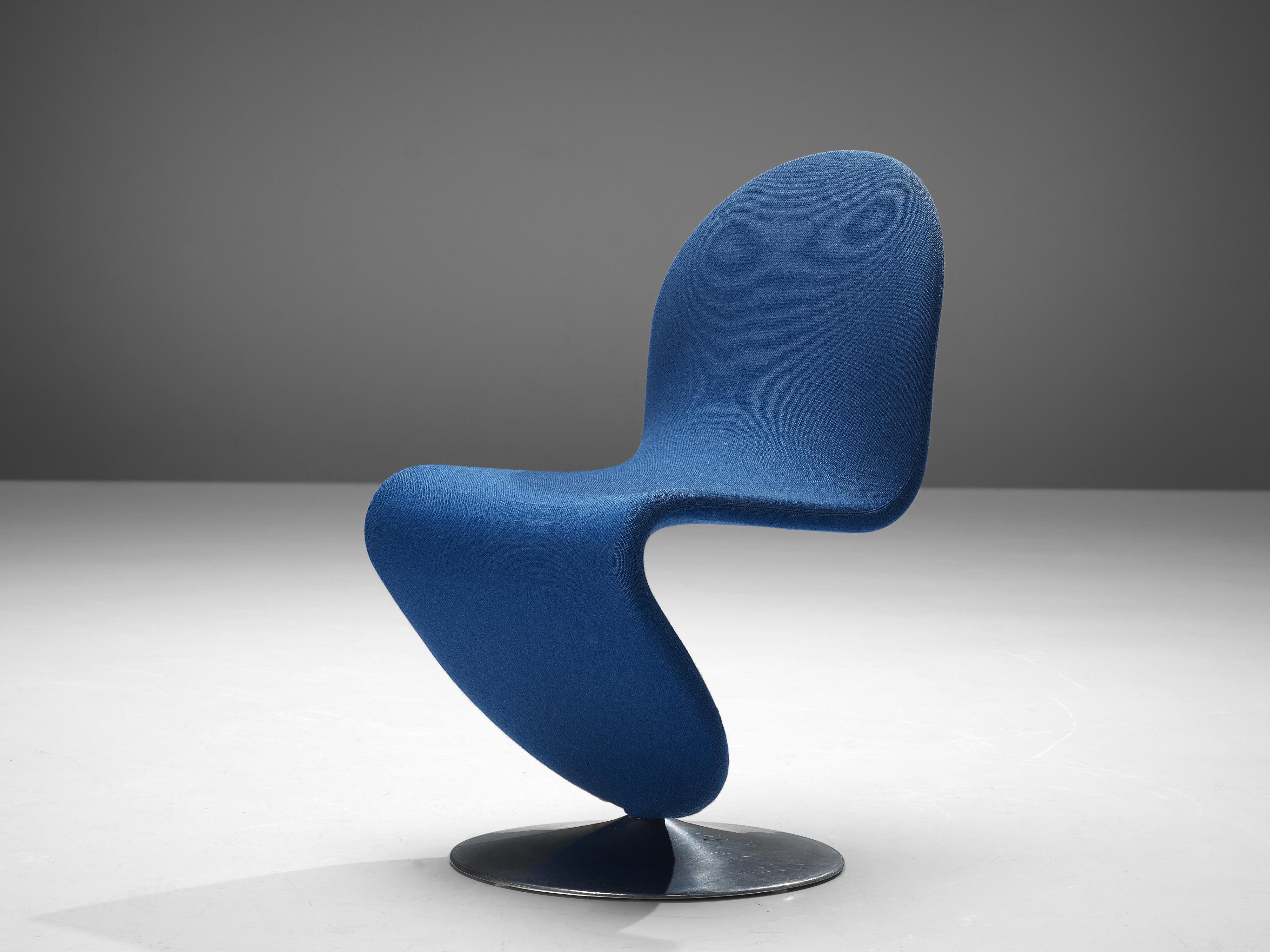 Mid-Century Modern Verner Panton for Fritz Hansen 'Chair A' Chair in Blue Upholstery
