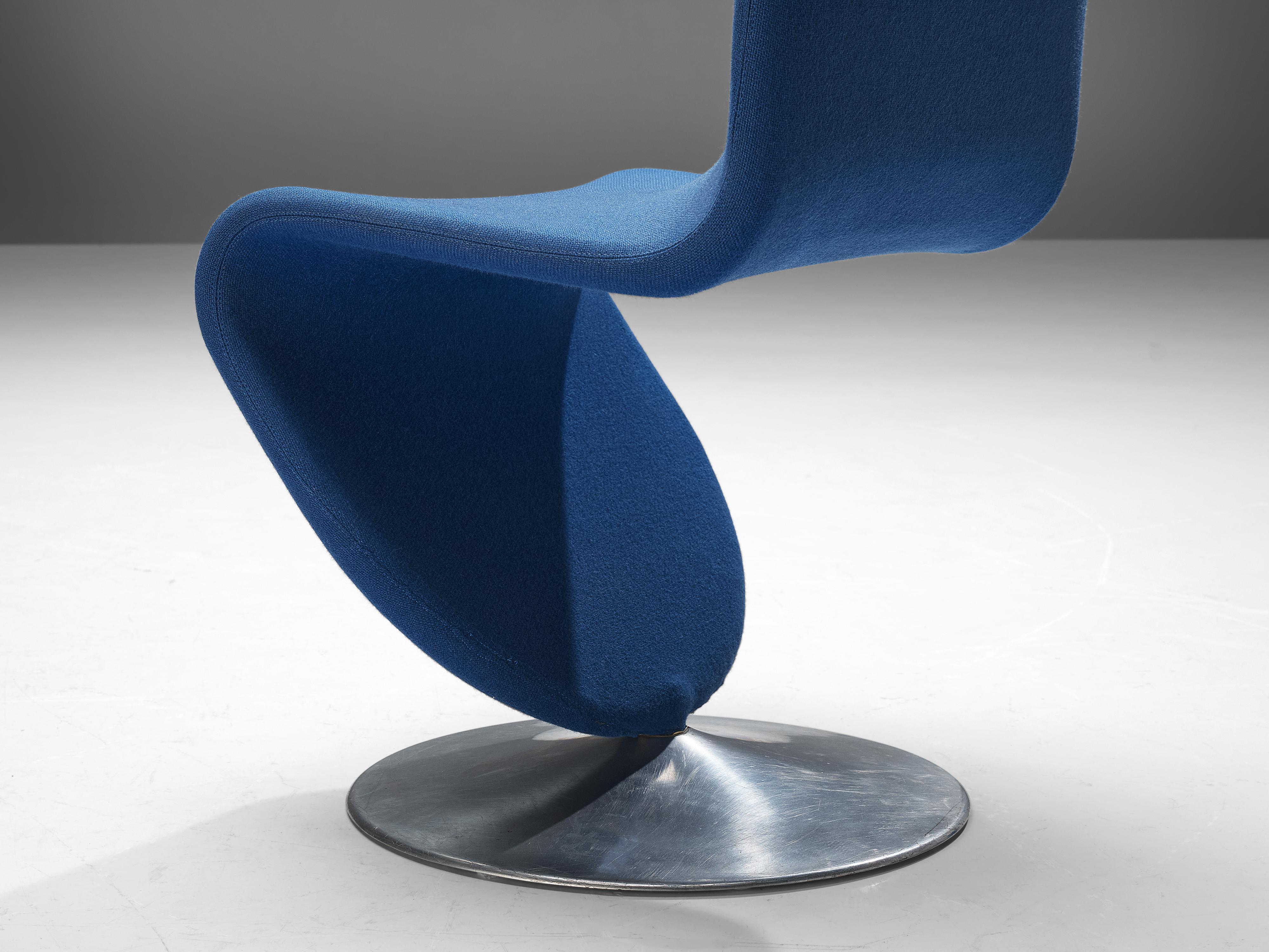 Danish Verner Panton for Fritz Hansen 'Chair A' Chair in Blue Upholstery