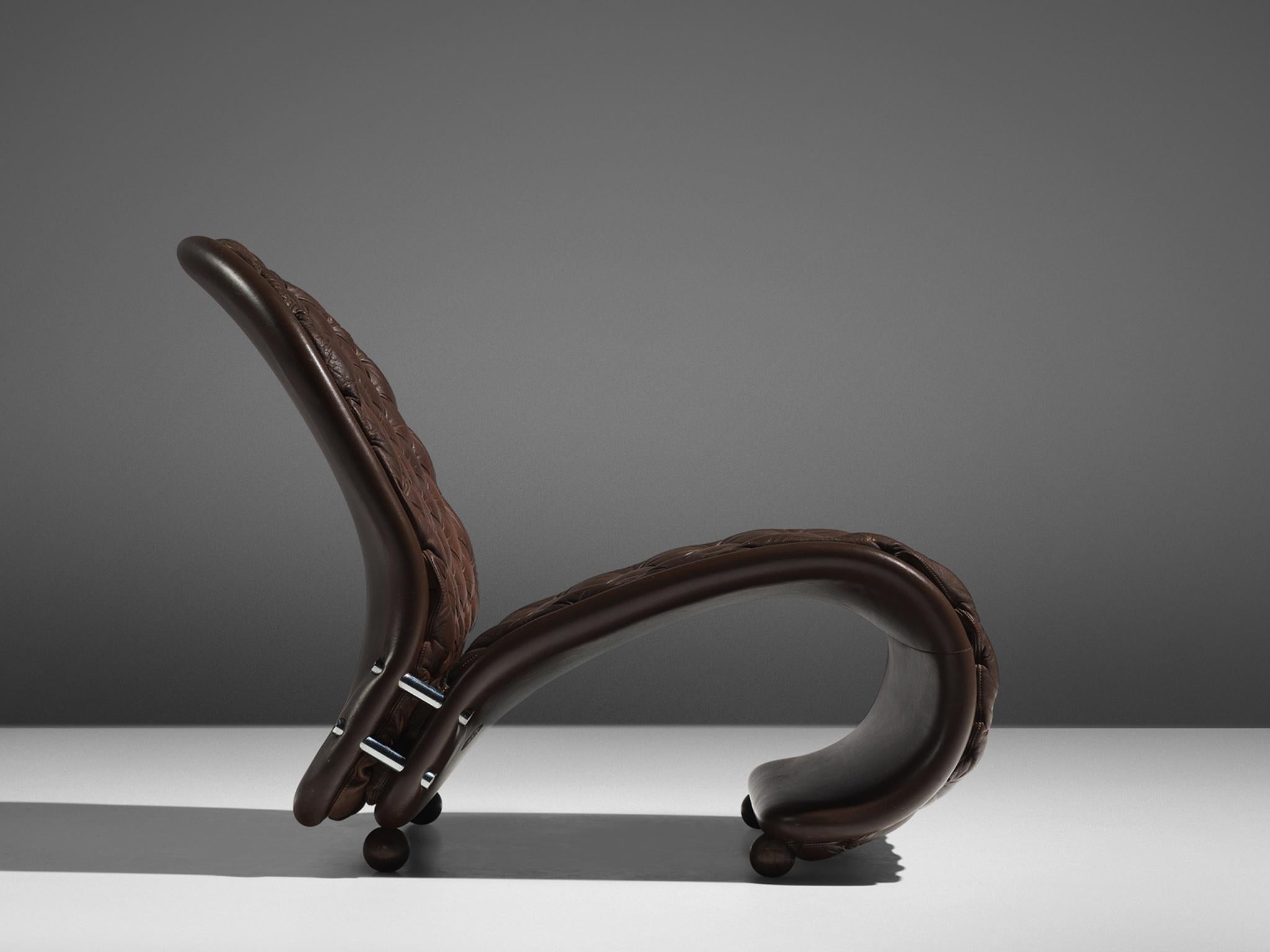 Ikonischer Loungesessel Modell G aus Leder von Verner Panton für Fritz Hansen (Stahl)