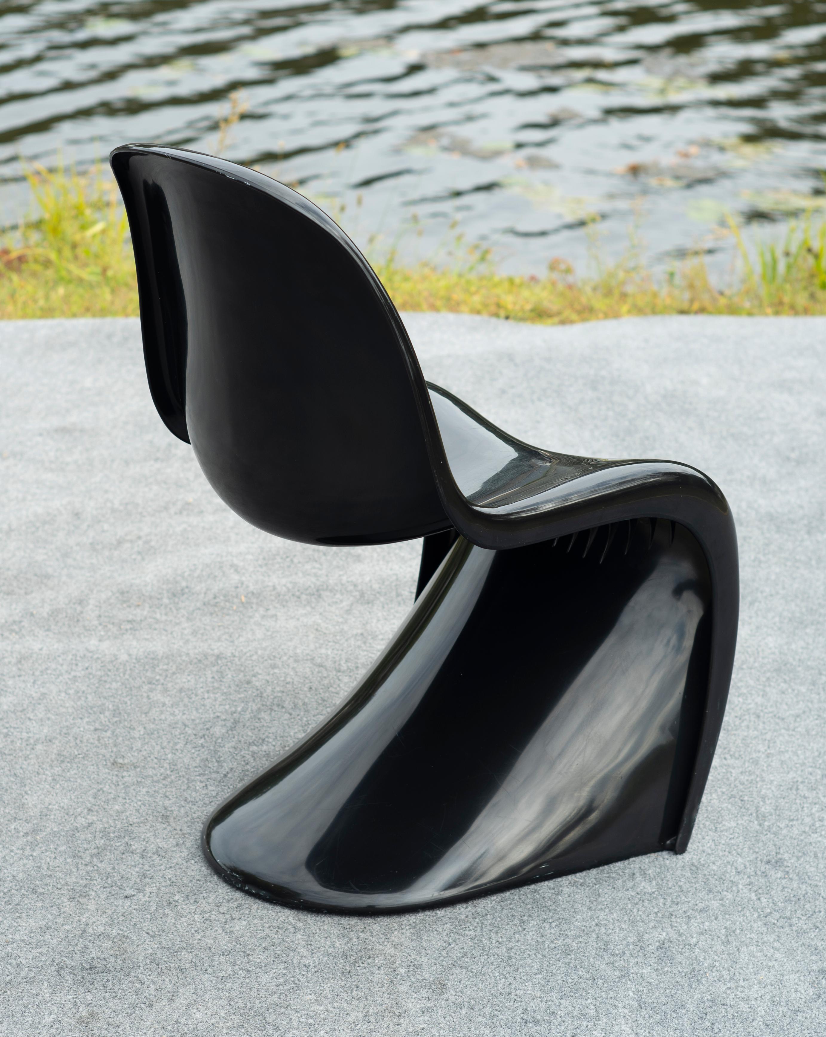 Verner Panton for Herman Miller Black S-Form Side or Dining Chair Signed 2