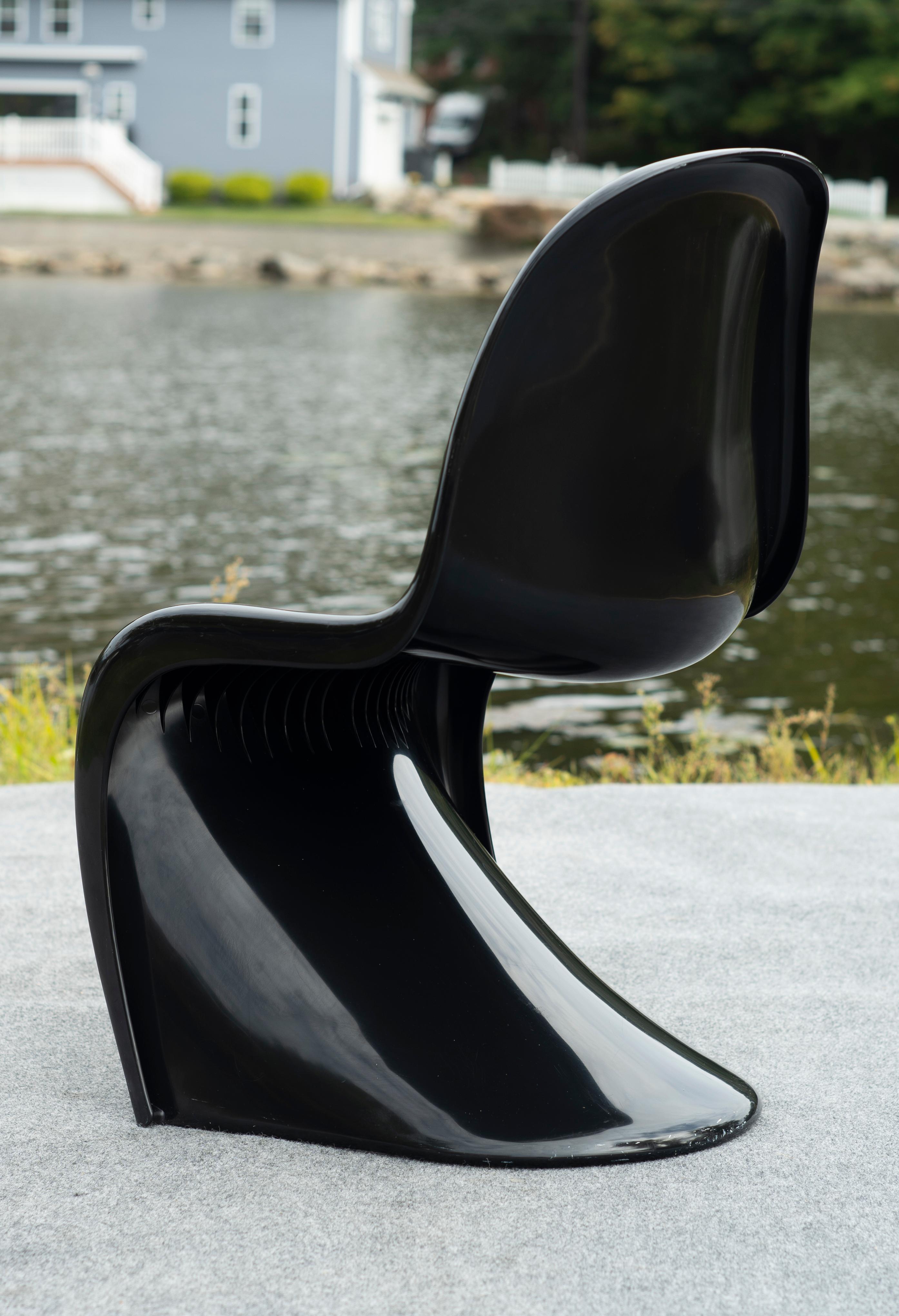 Verner Panton for Herman Miller Black S-Form Side or Dining Chair Signed 1