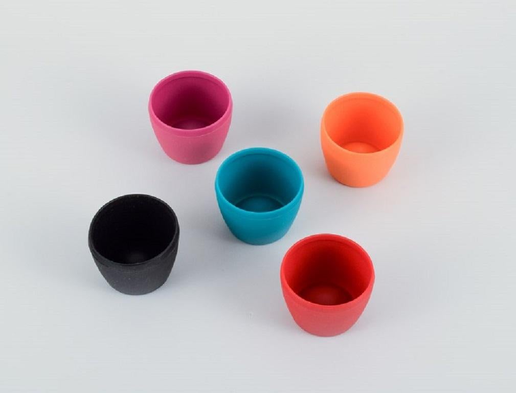 Post-Modern Verner Panton for Menu, Ten Egg Cups in Different Colours, Made of Rubber For Sale