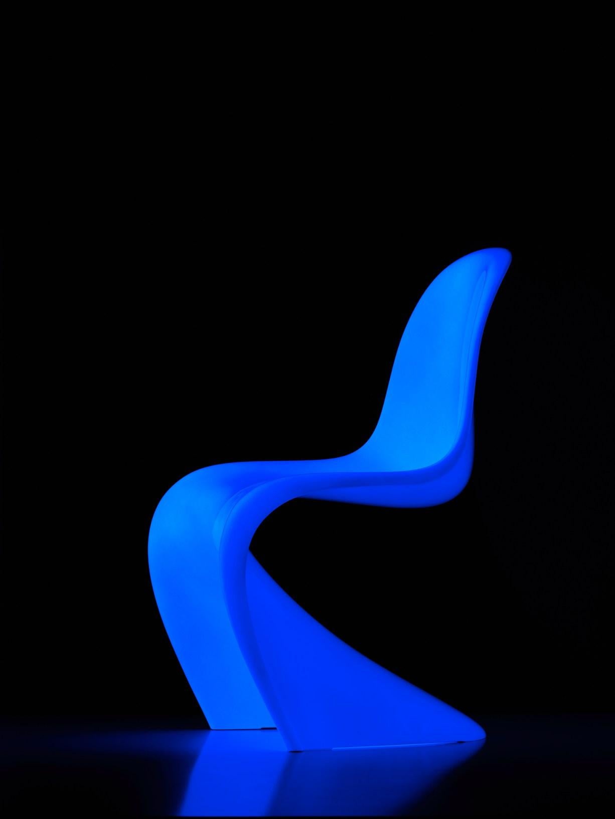 European Verner Panton for Vitra Glow Panton Chair, Luminescent, White, Blue, Limited Ed For Sale
