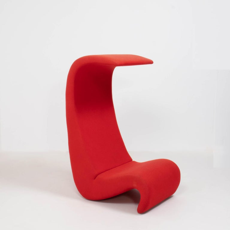 German Verner Panton for Vitra Red Amoebe Highback Armchair For Sale